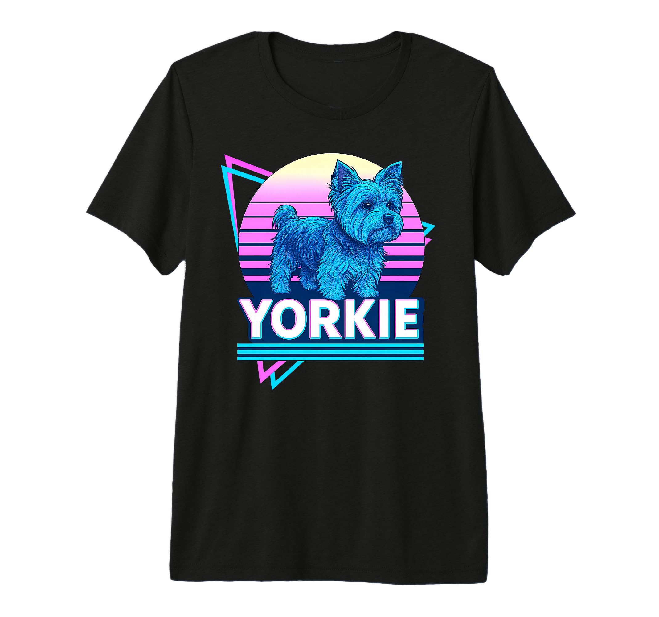 Yorkshire Terrier Synthwave T-Shirt - Minimalist Print for Adults - T-Shirt, Sweatshirt, Hoodie