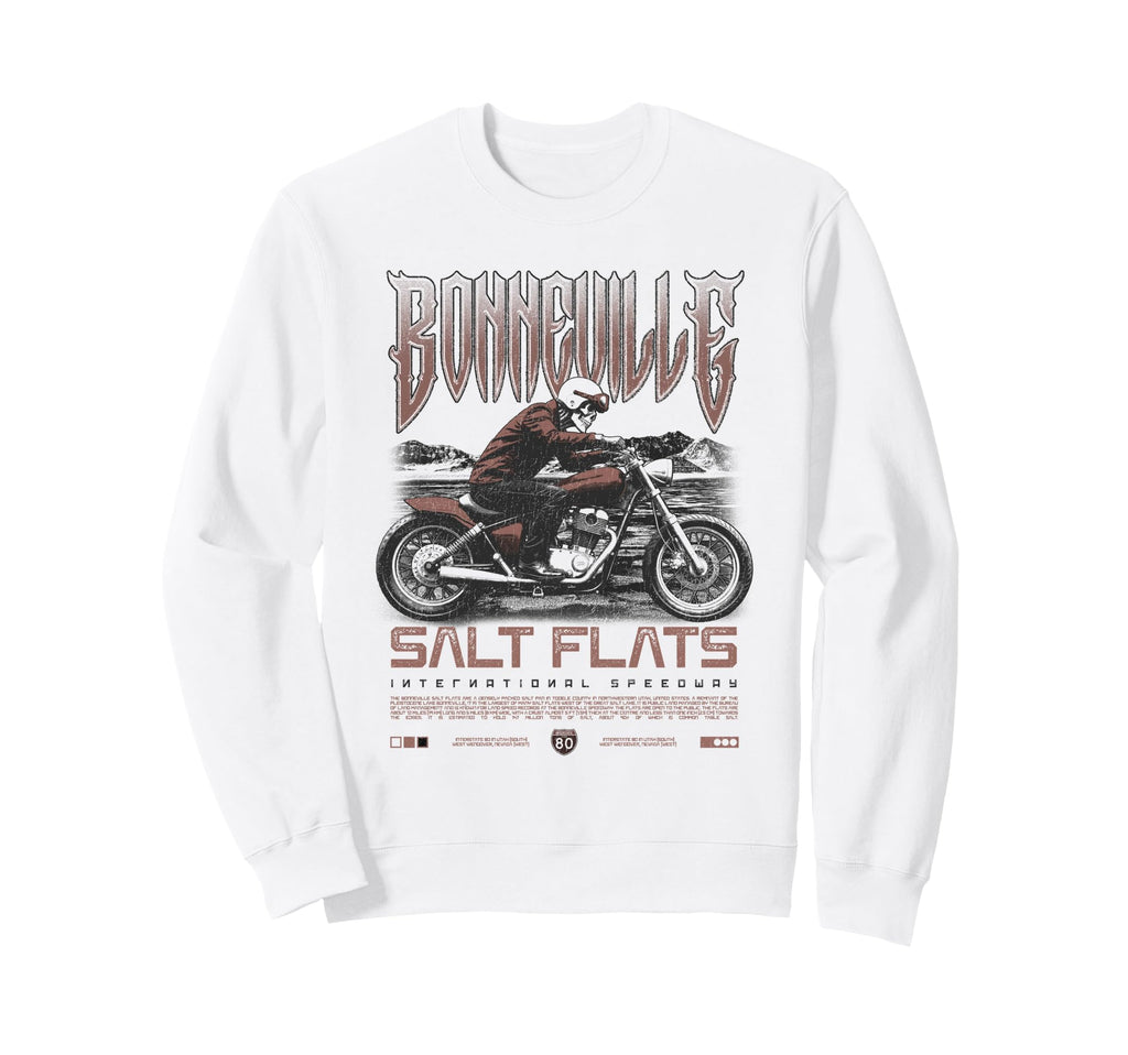 Bonneville Salt Flats Motorcycle Sweatshirt - Aesthetic Graphic for Adults - T-Shirt, Sweatshirt, Hoodie