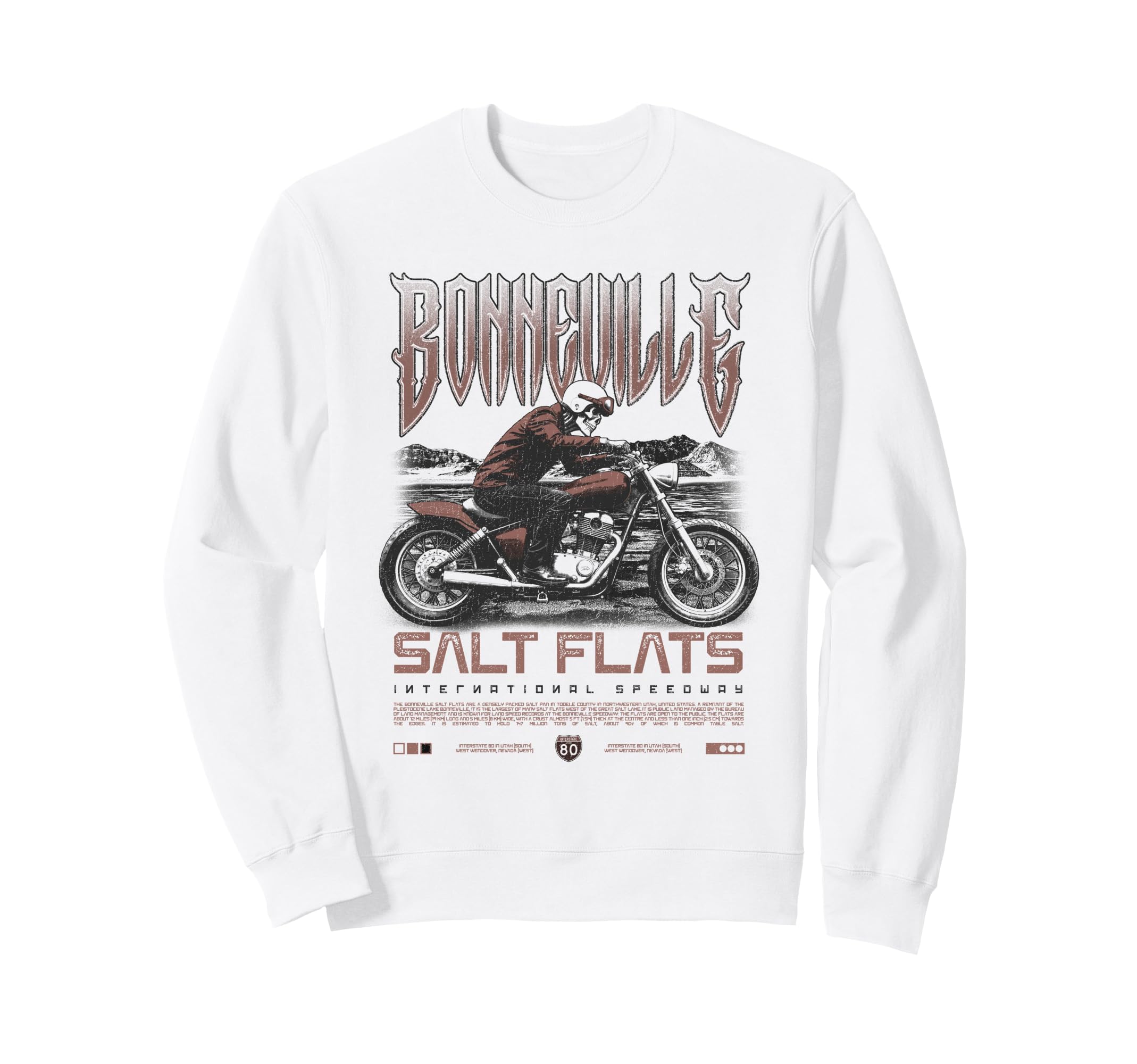 Bonneville Salt Flats Motorcycle Sweatshirt - Aesthetic Graphic for Adults - T-Shirt, Sweatshirt, Hoodie