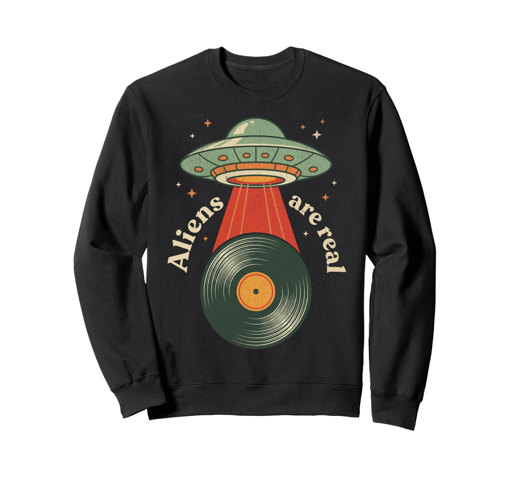 Ufo Abduction Vinyl Record Player Sweatshirt - Streetwear Style Unisex - T-Shirt, Sweatshirt, Hoodie