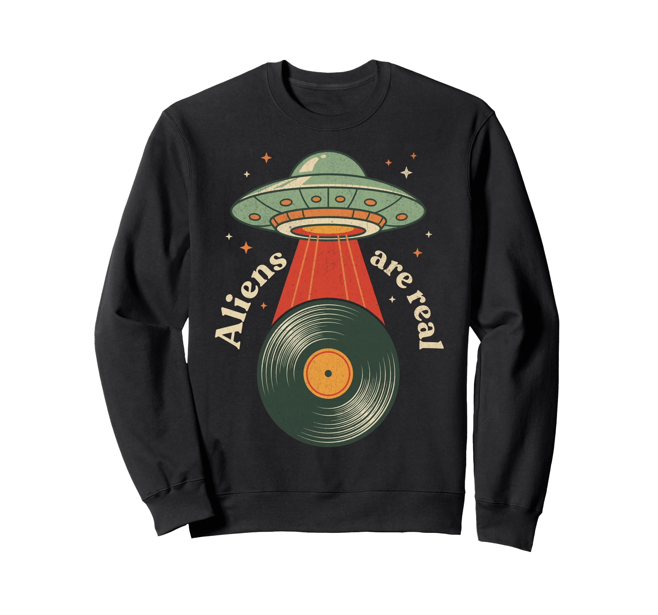 Ufo Abduction Vinyl Record Player Sweatshirt - Streetwear Style Unisex - T-Shirt, Sweatshirt, Hoodie