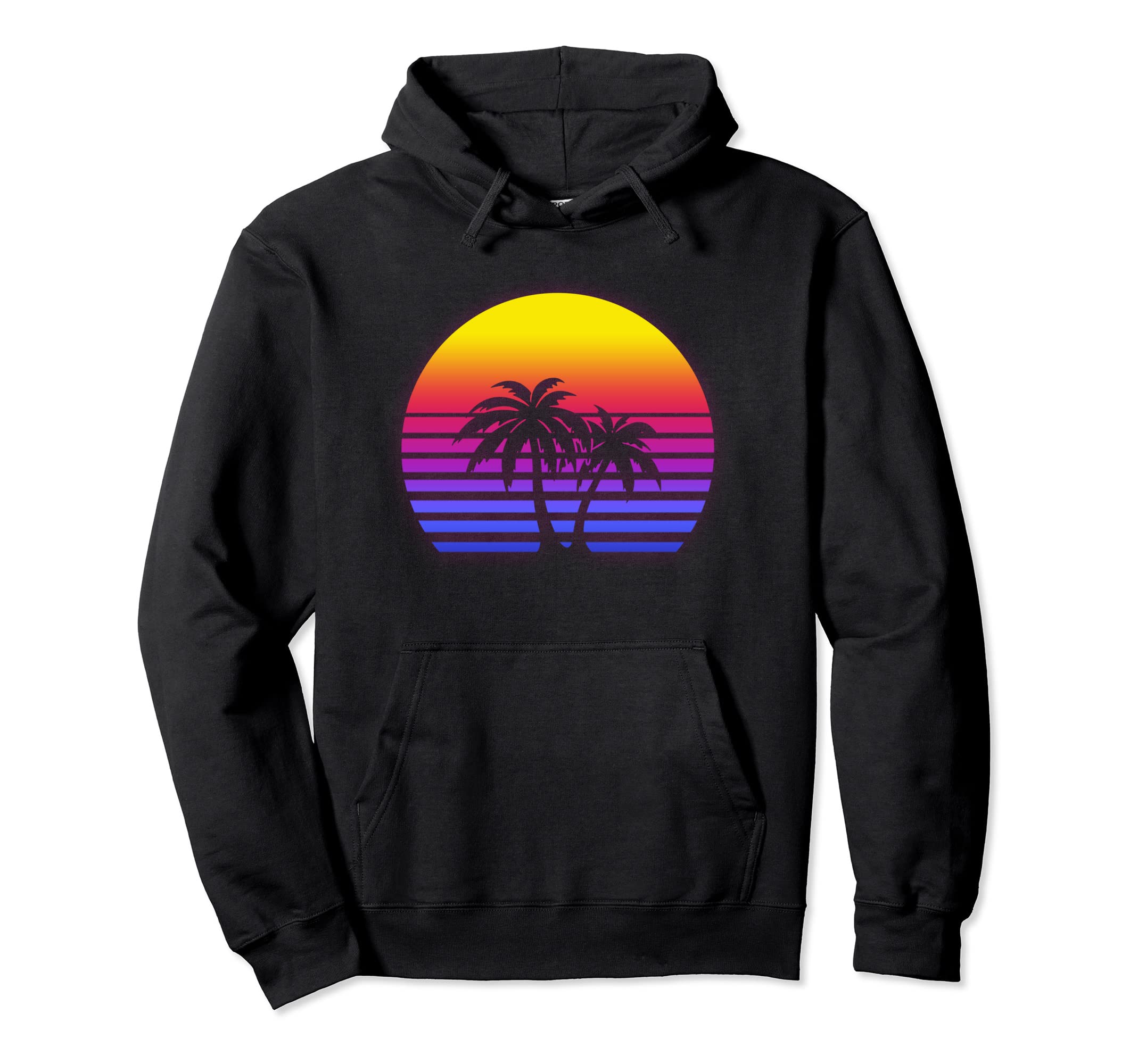 Synthwave Sun Palm Tree 80S Retrowave Hoodie - Novelty Apparel Men Women - T-Shirt, Sweatshirt, Hoodie
