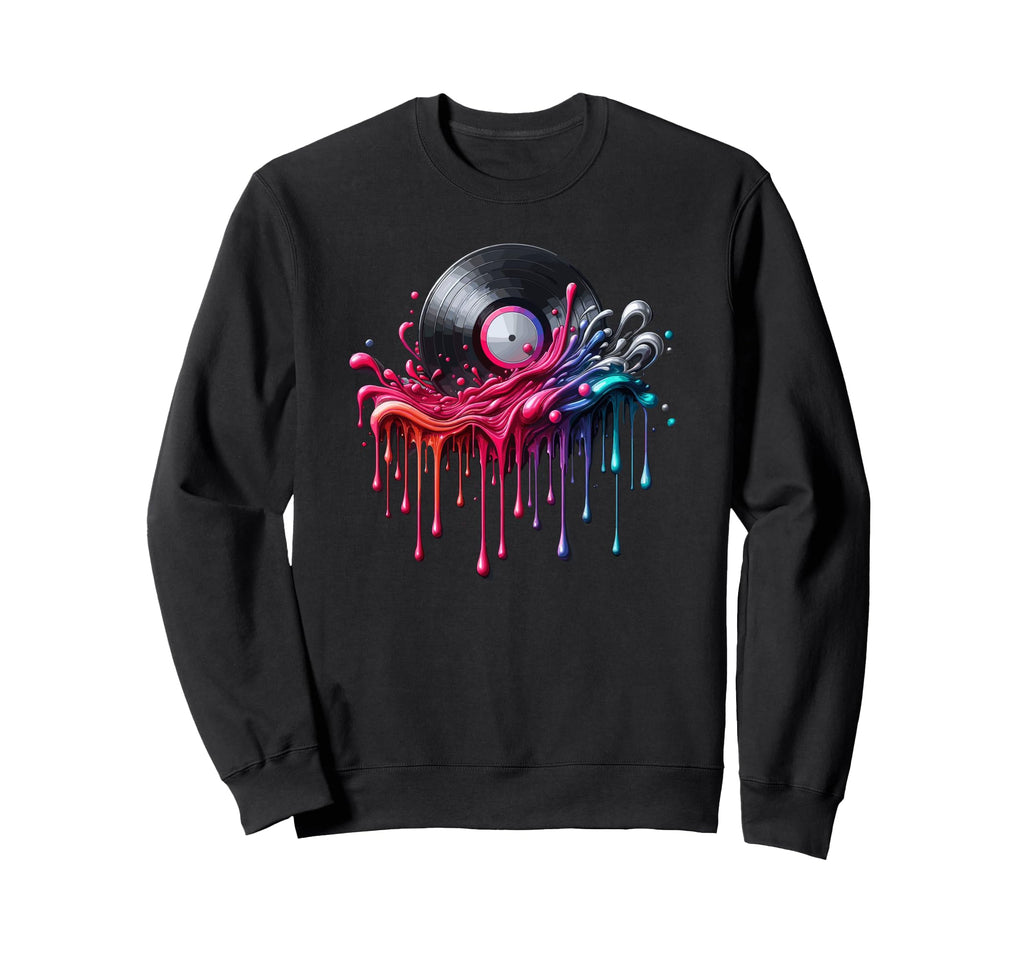 Dripping Paint Art Vinyl Disc Record Sweatshirt - Trendy Graphic Men Women - T-Shirt, Sweatshirt, Hoodie