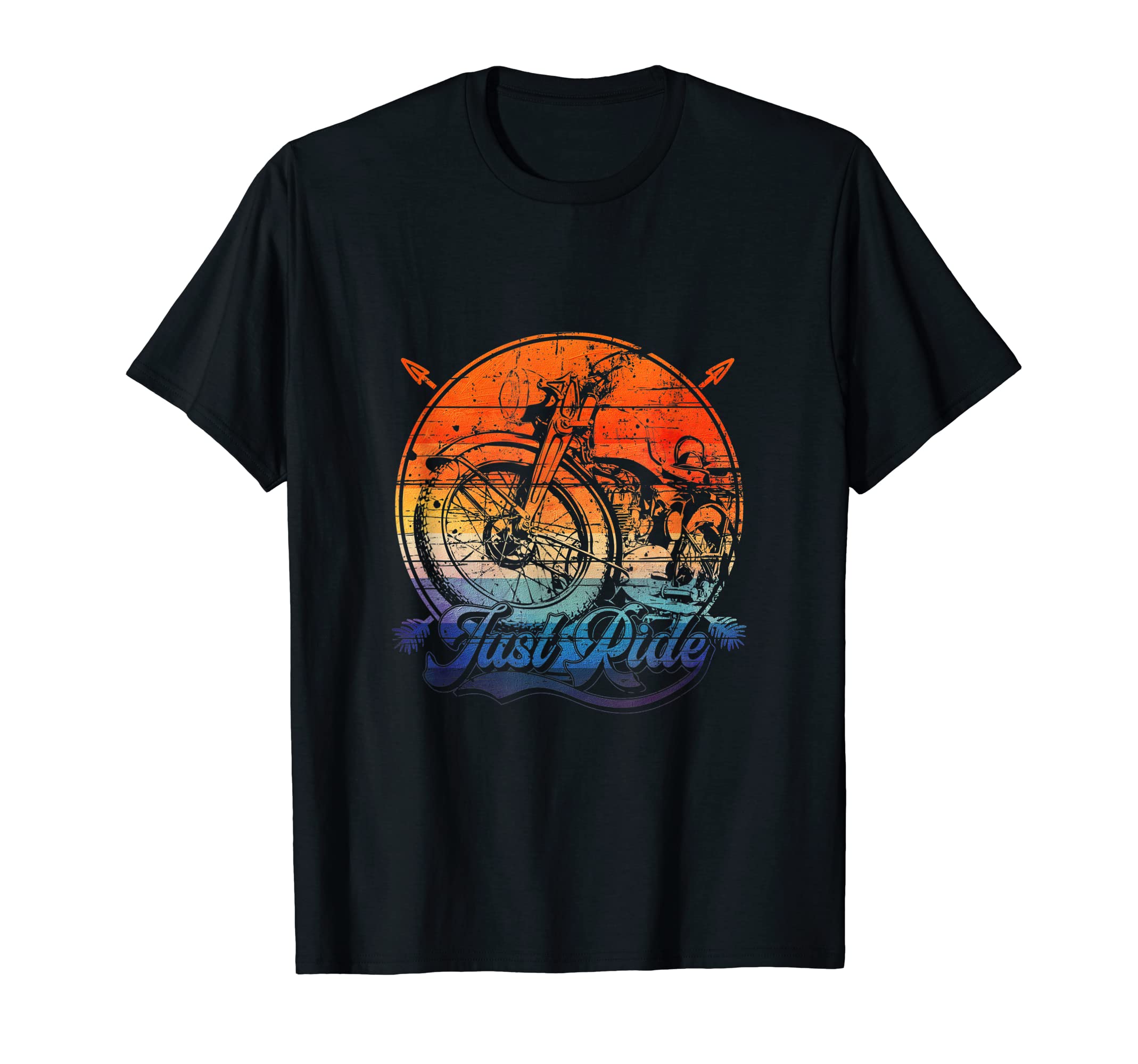 Just Ride Motorcycle Watercolor T-Shirt - Fun Novelty Design Men Women - T-Shirt, Sweatshirt, Hoodie