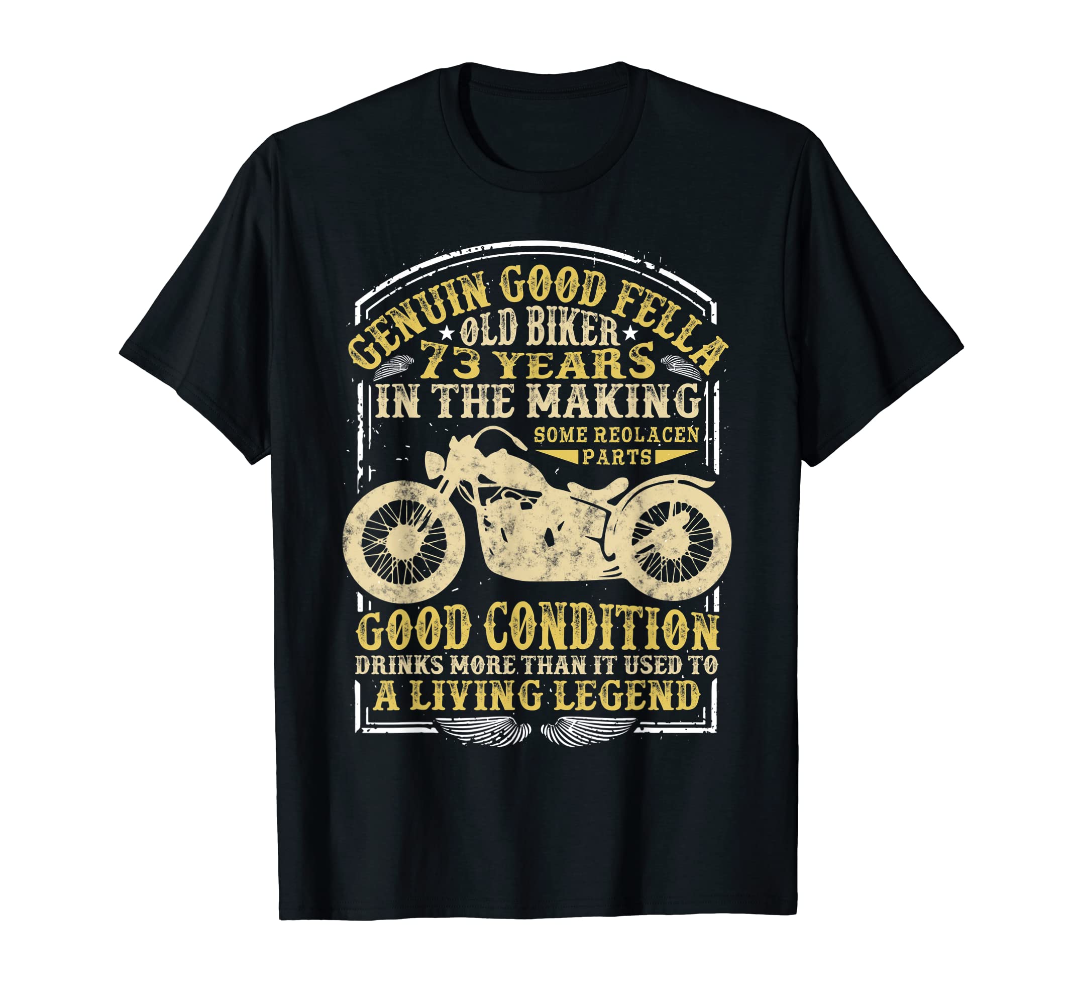 73 Years Old Biker Birthday T-Shirt - Minimalist Print for Adults - T-Shirt, Sweatshirt, Hoodie