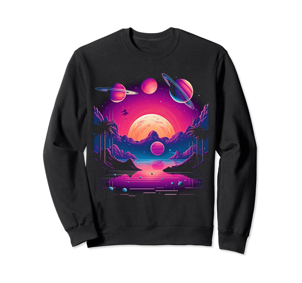 Vaporwave Solar System 80S Synthwave Sweatshirt - Aesthetic Graphic Unisex - T-Shirt, Sweatshirt, Hoodie