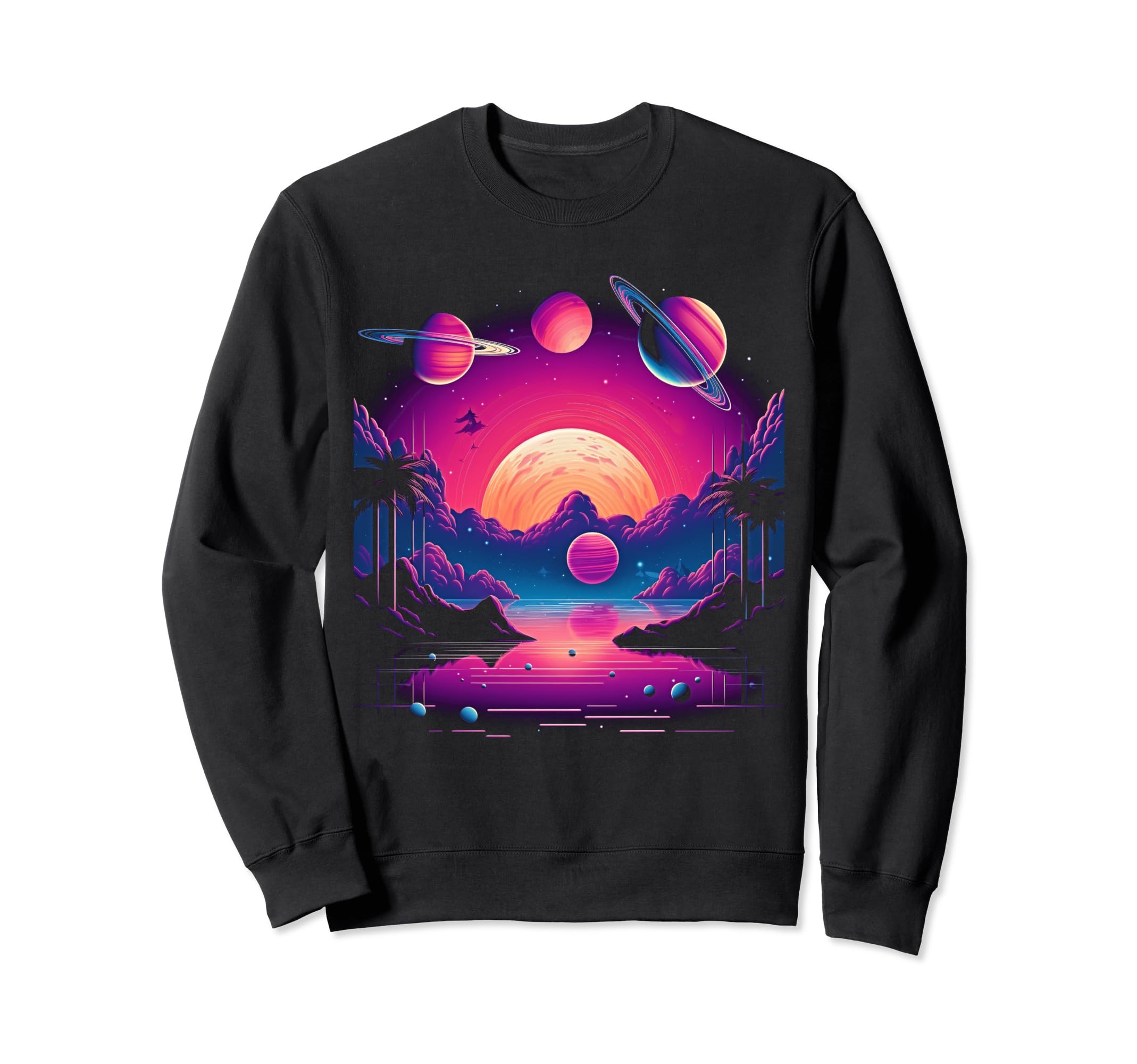 Vaporwave Solar System 80S Synthwave Sweatshirt - Aesthetic Graphic Unisex - T-Shirt, Sweatshirt, Hoodie