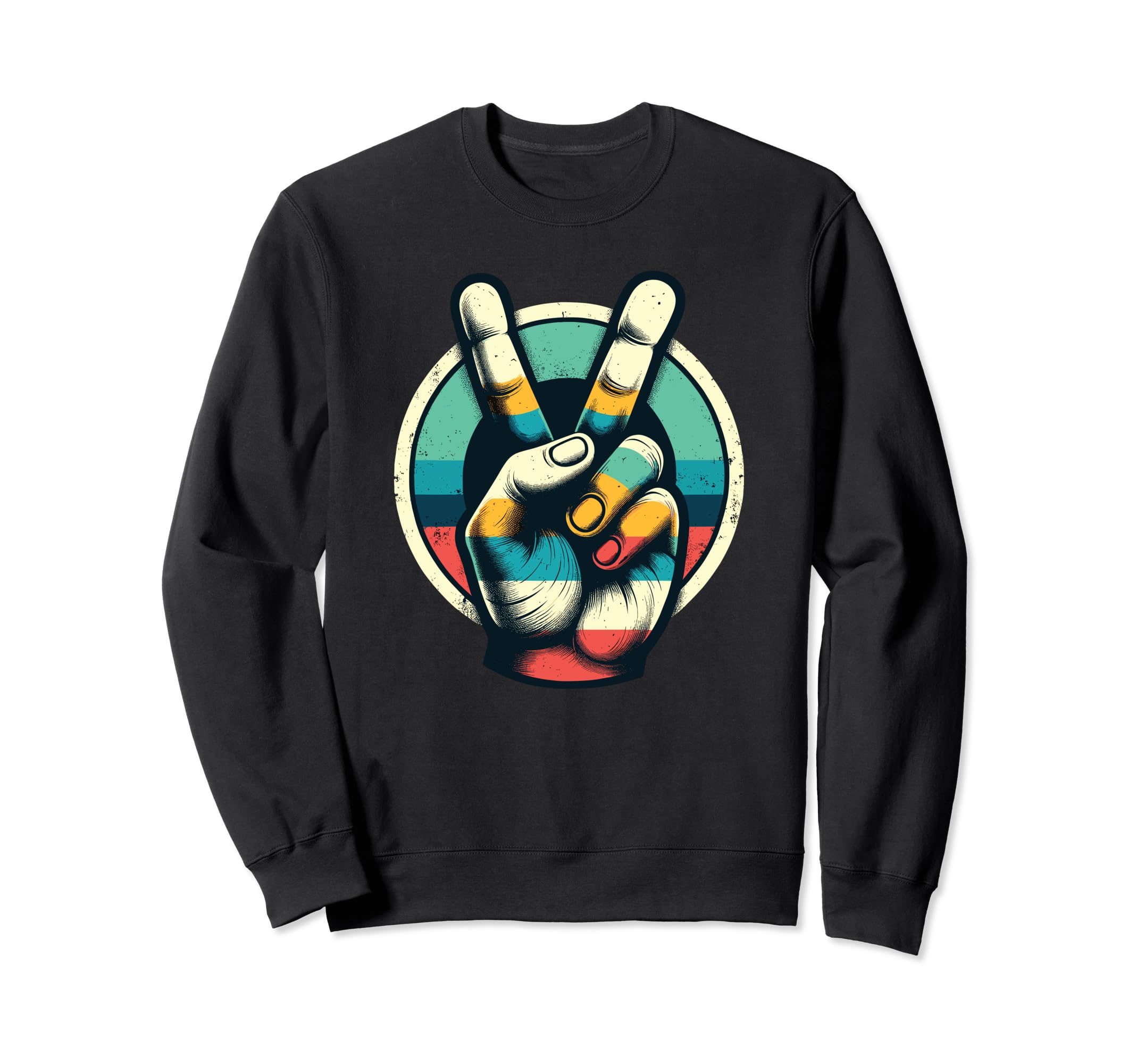 Peace Sign V Fingers 60S 70S 80S Sweatshirt - Streetwear Style Unisex - T-Shirt, Sweatshirt, Hoodie
