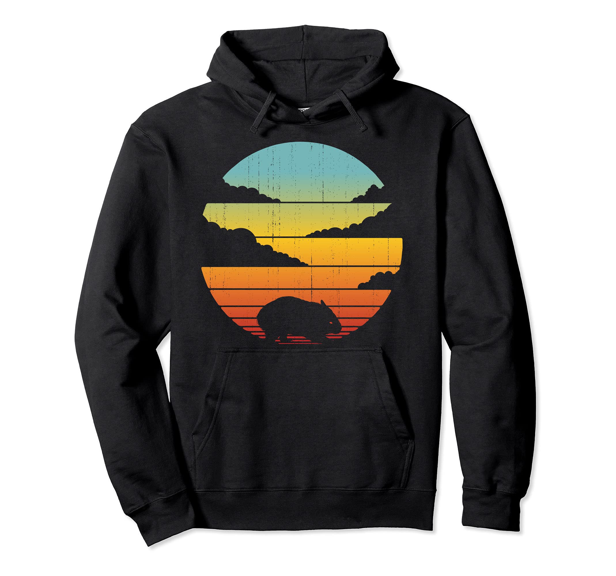 Wombat 60S 70S Sunset Mammal Hoodie - Casual Everyday Wear for Adults - T-Shirt, Sweatshirt, Hoodie