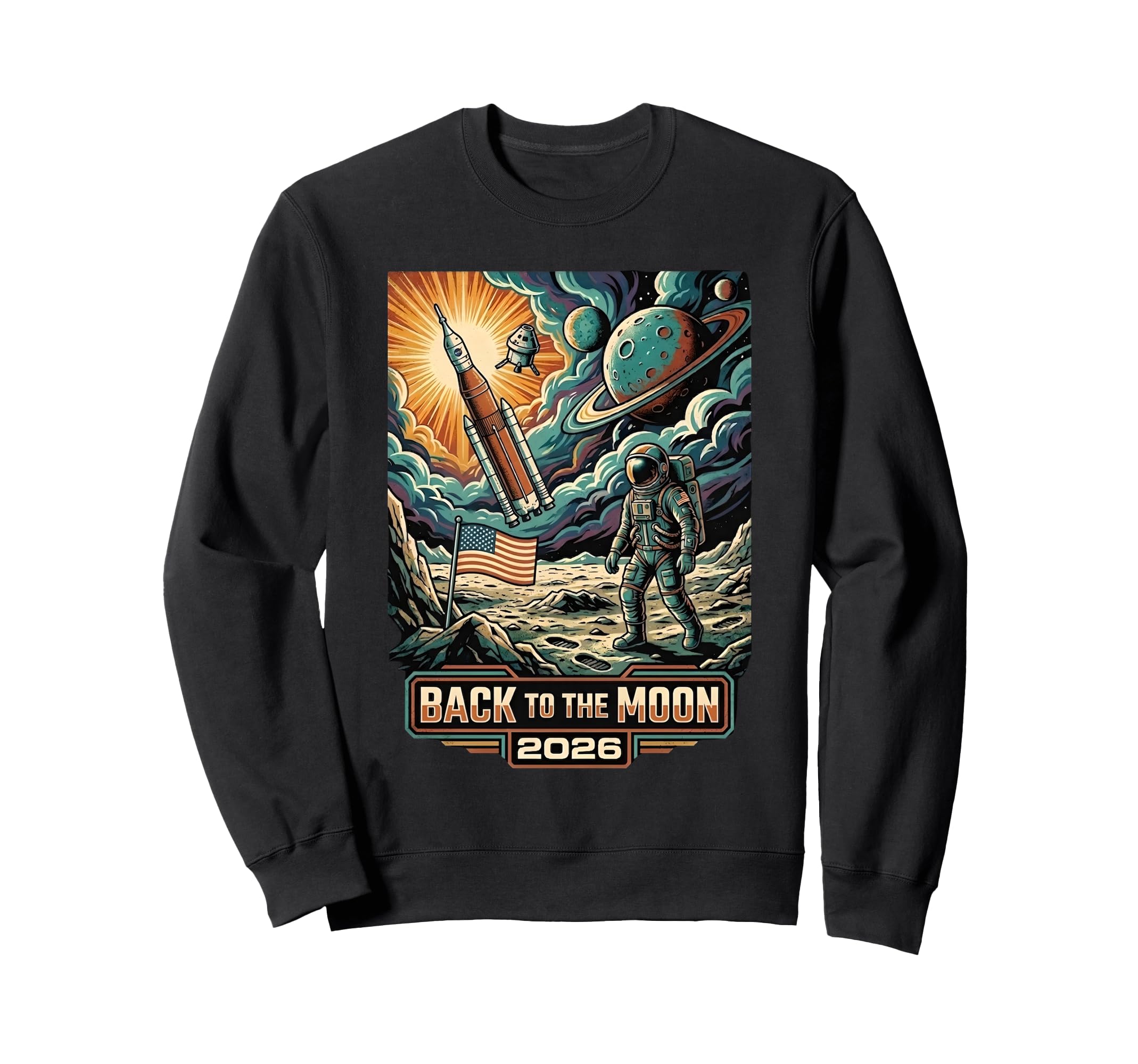 Back To Moon 2026 Funny Astronaut Sweatshirt - Unique Graphic Men Women - T-Shirt, Sweatshirt, Hoodie