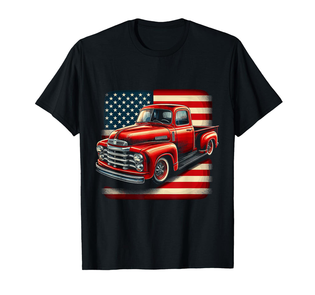 Old Pickup Truck 4Th July Patriotic T-Shirt - Trendy Graphic Unisex - T-Shirt, Sweatshirt, Hoodie