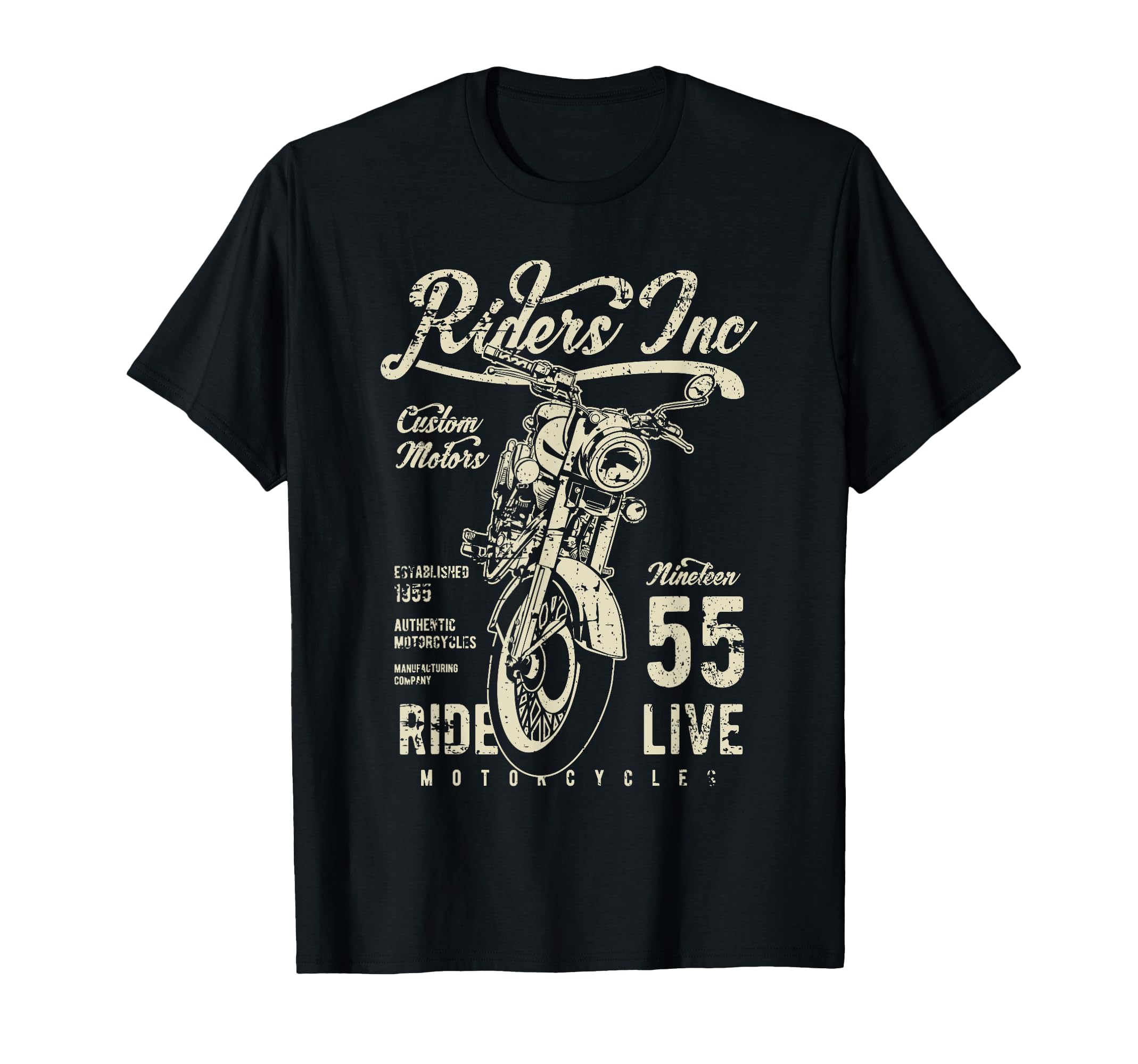 Riders Inc 1955 Motorcycle Distressed T-Shirt - Casual Everyday Wear Unisex - T-Shirt, Sweatshirt, Hoodie