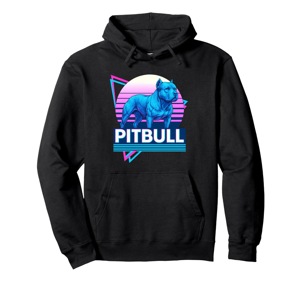 Pit Bull Synthwave Aesthetic Dog Lover Hoodie - Graphic Print Men Women - T-Shirt, Sweatshirt, Hoodie