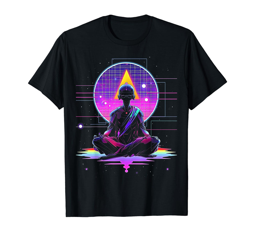 Synthwave Alien Buddha Cyberpunk T-Shirt - Casual Everyday Wear Men Women - T-Shirt, Sweatshirt, Hoodie