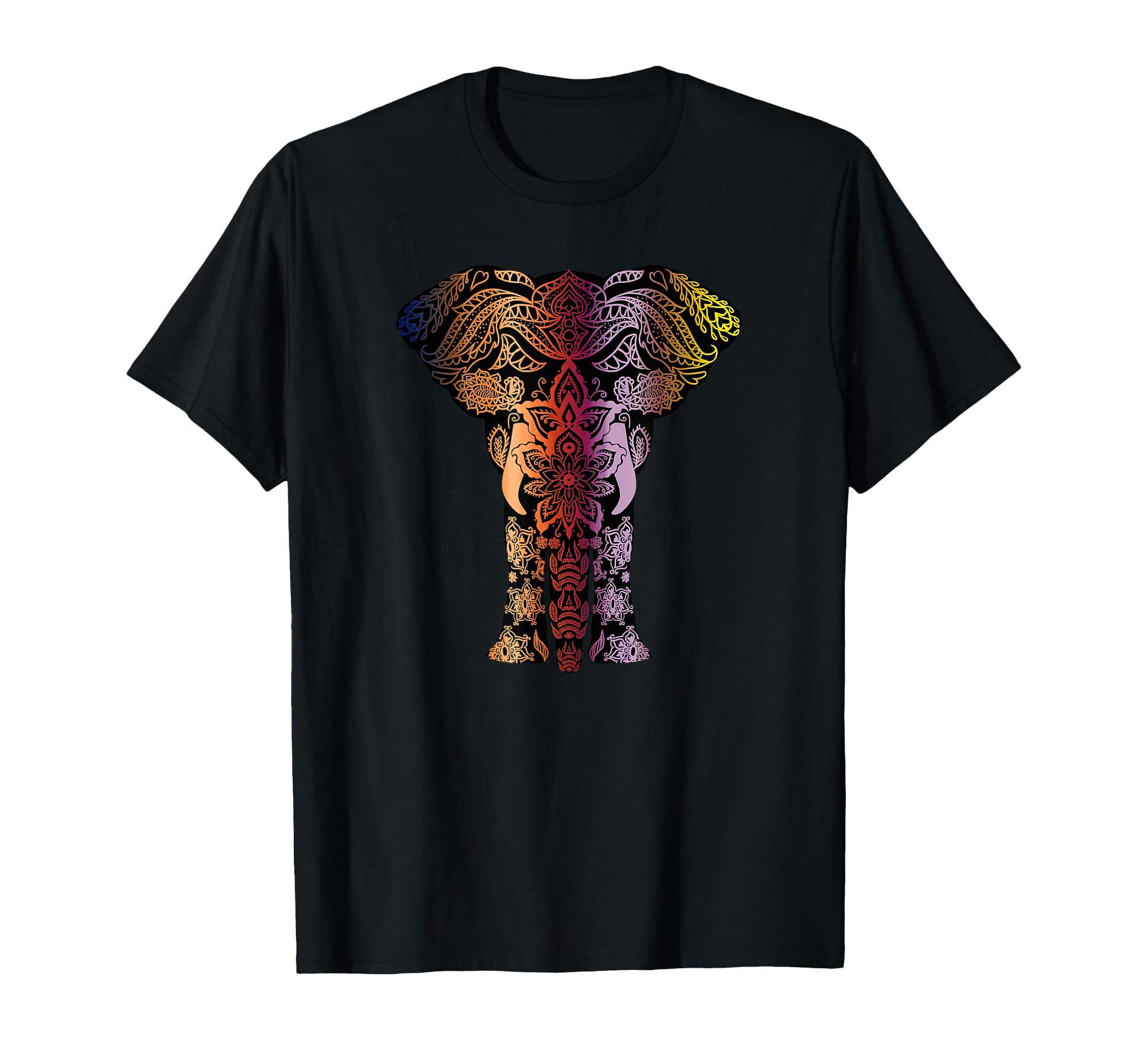 Mandala Elephant Indian Floral Pattern Yoga T-Shirt - Graphic Print Unisex - T-Shirt, Sweatshirt, Hoodie
