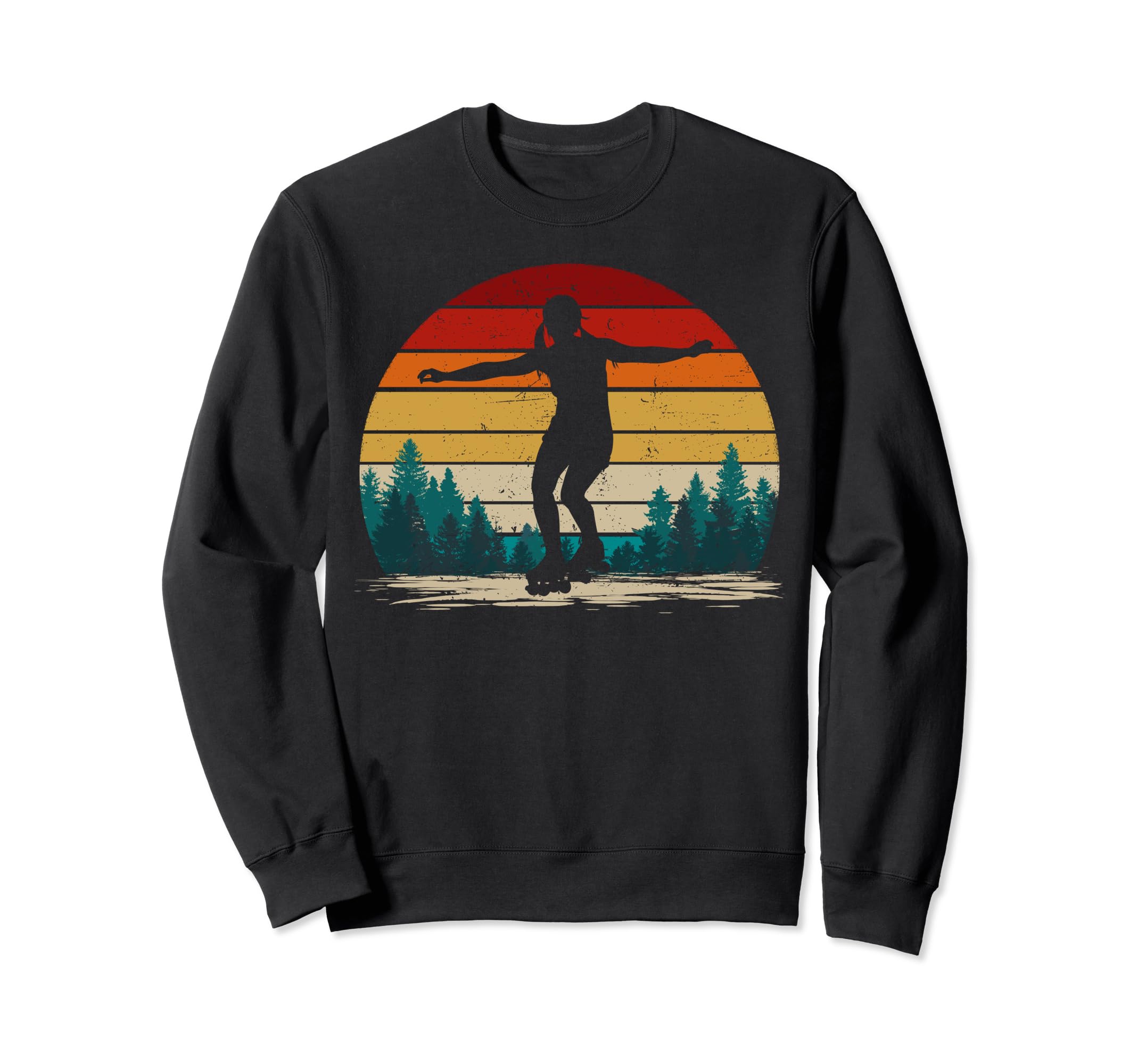 Roller Skating Distressed Roller Sweatshirt - Minimalist Print Unisex - T-Shirt, Sweatshirt, Hoodie