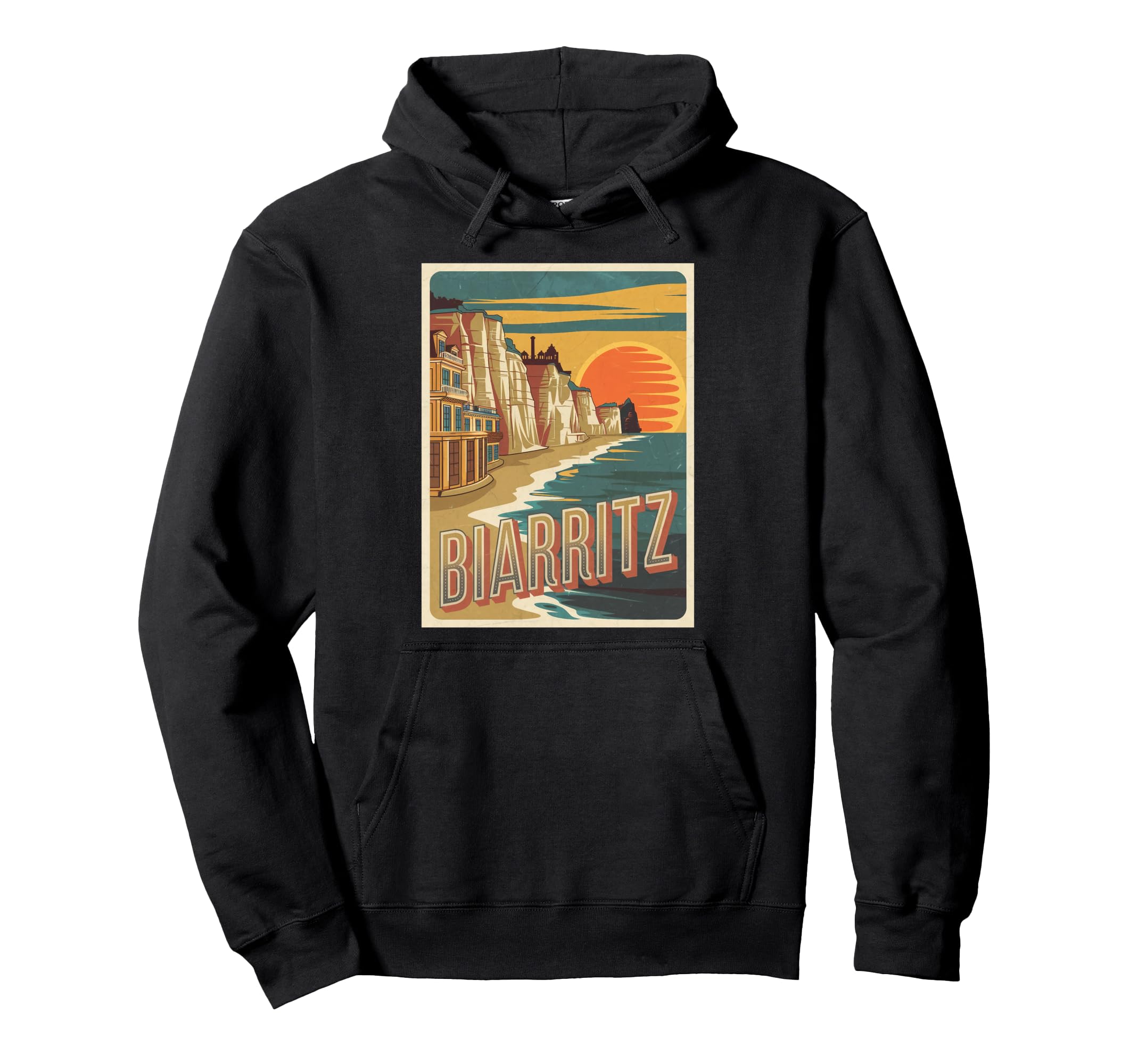 Biarritz Travel Sunset Beach Hoodie - Streetwear Style for Adults - T-Shirt, Sweatshirt, Hoodie