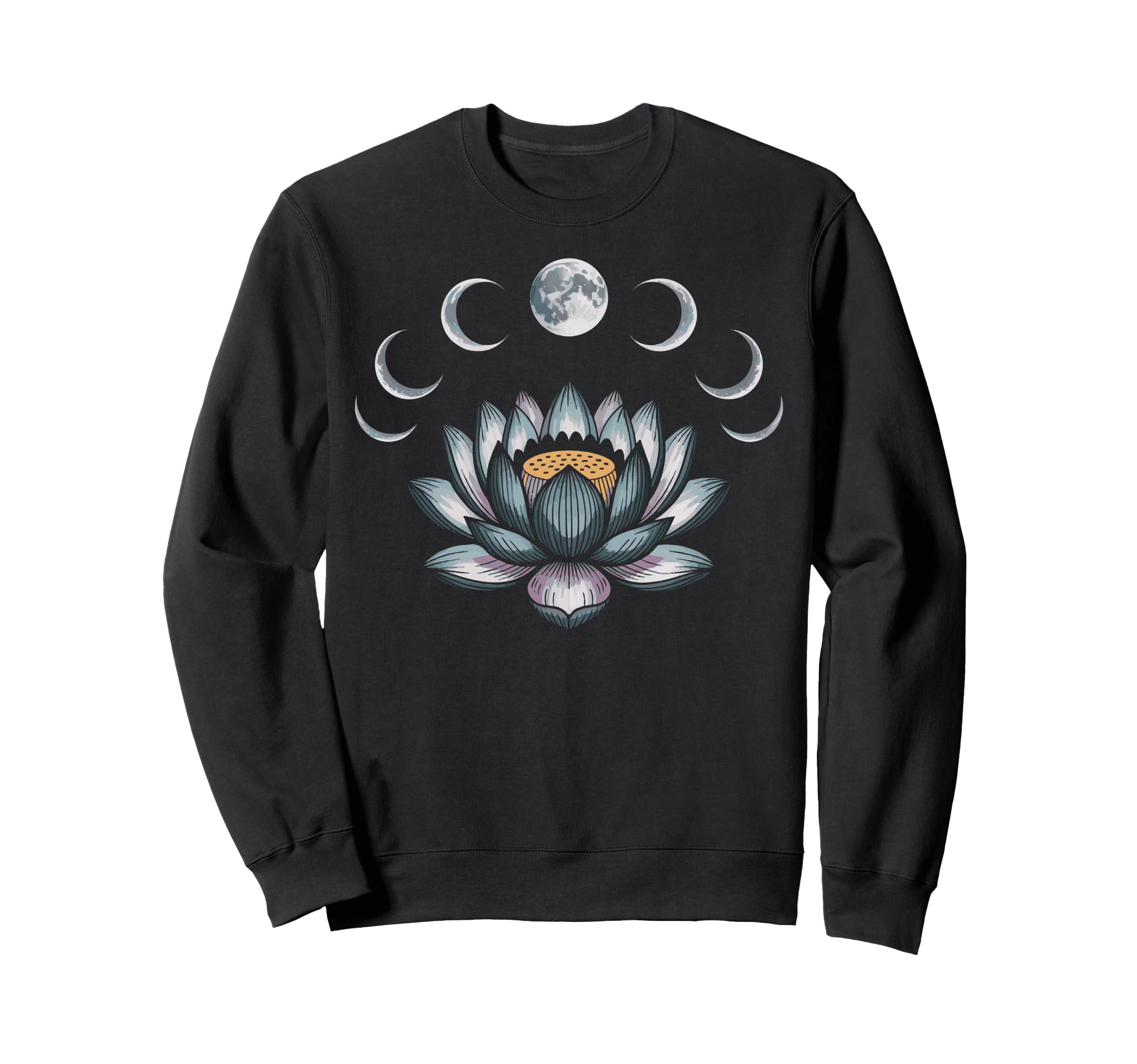 Lotus Flower Moon Phases Zen Sweatshirt - Casual Everyday Wear for Adults - T-Shirt, Sweatshirt, Hoodie