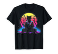 Synthwave Cat Samurai Mediation T-Shirt - Novelty Apparel for Adults - T-Shirt, Sweatshirt, Hoodie