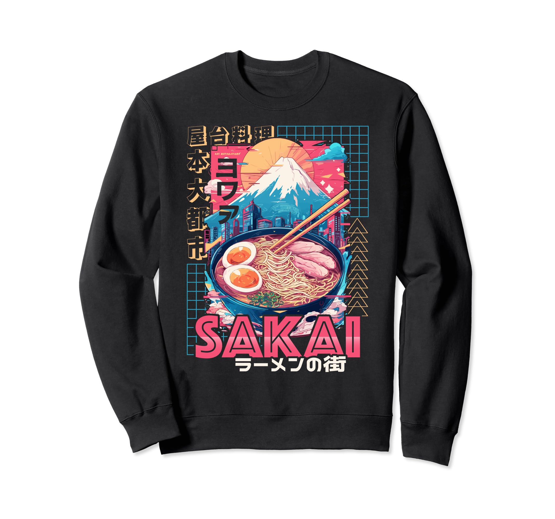 Sakai City 80S Synthwave Ramen Bowl Sweatshirt - Novelty Apparel Men Women - T-Shirt, Sweatshirt, Hoodie