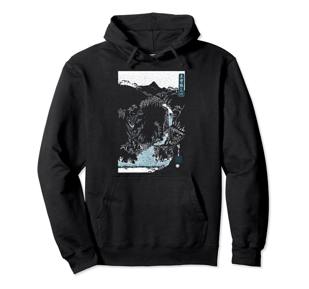 Art Snowy Mountains Along Kisokaido Hoodie - Fun Novelty Design for Adults - T-Shirt, Sweatshirt, Hoodie