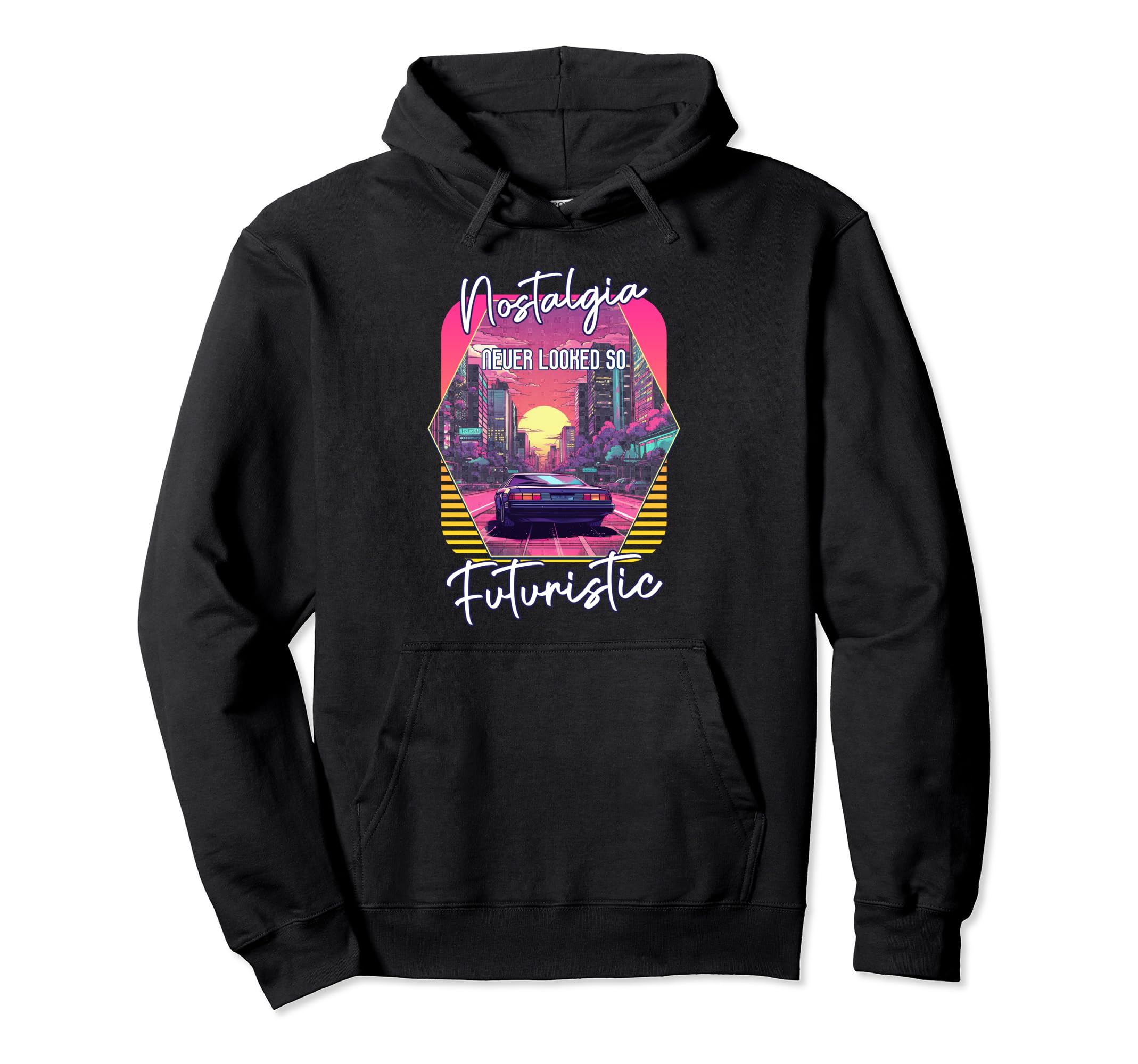 Synthwave Futuristic Sports Car Sunset Hoodie - Novelty Apparel Men Women - T-Shirt, Sweatshirt, Hoodie