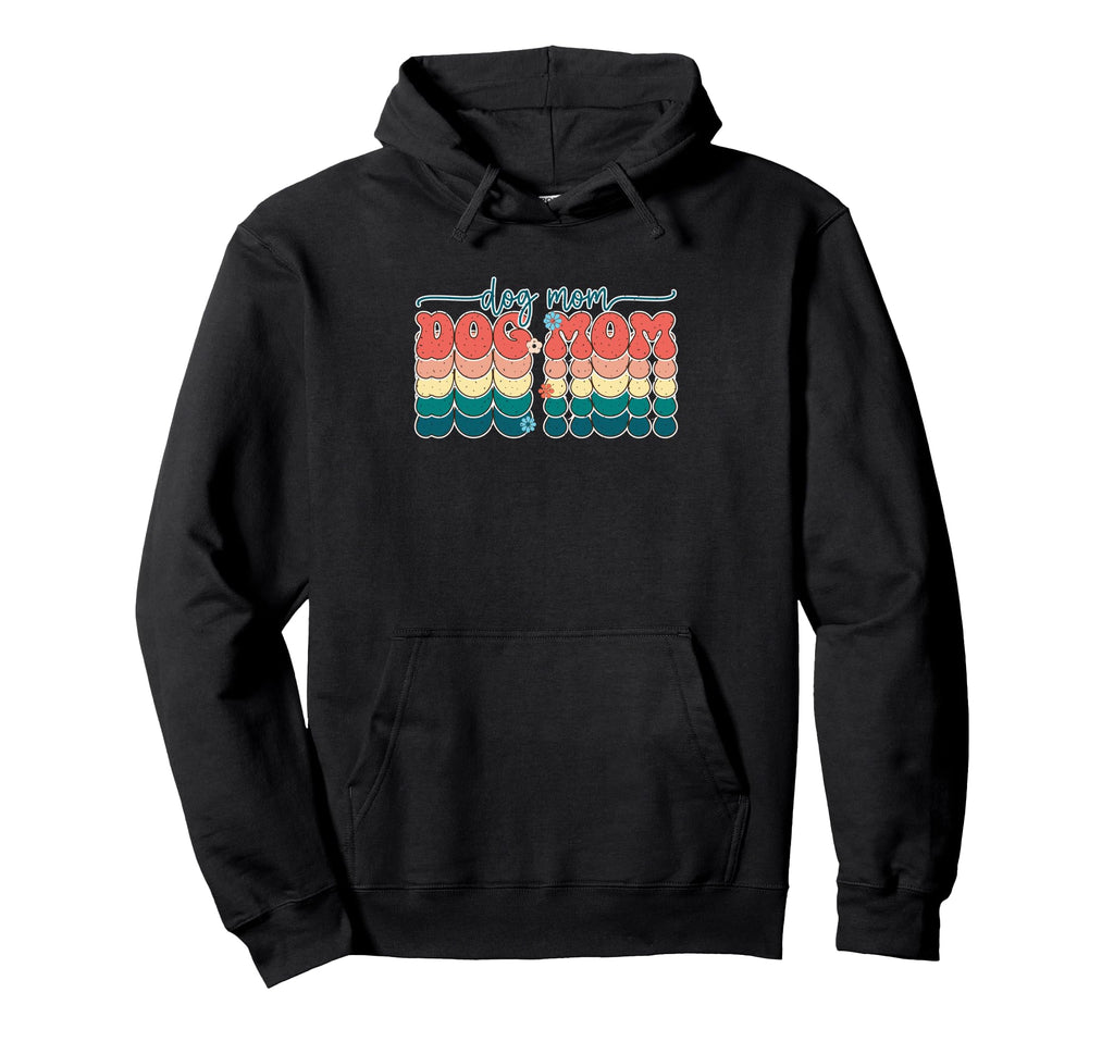 Dog Mom Floral Groovy Typography Hoodie - Casual Everyday Wear Men Women - T-Shirt, Sweatshirt, Hoodie