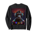 Chimp Dj Vaporwave Vortex Sweatshirt - Casual Everyday Wear Men Women - T-Shirt, Sweatshirt, Hoodie