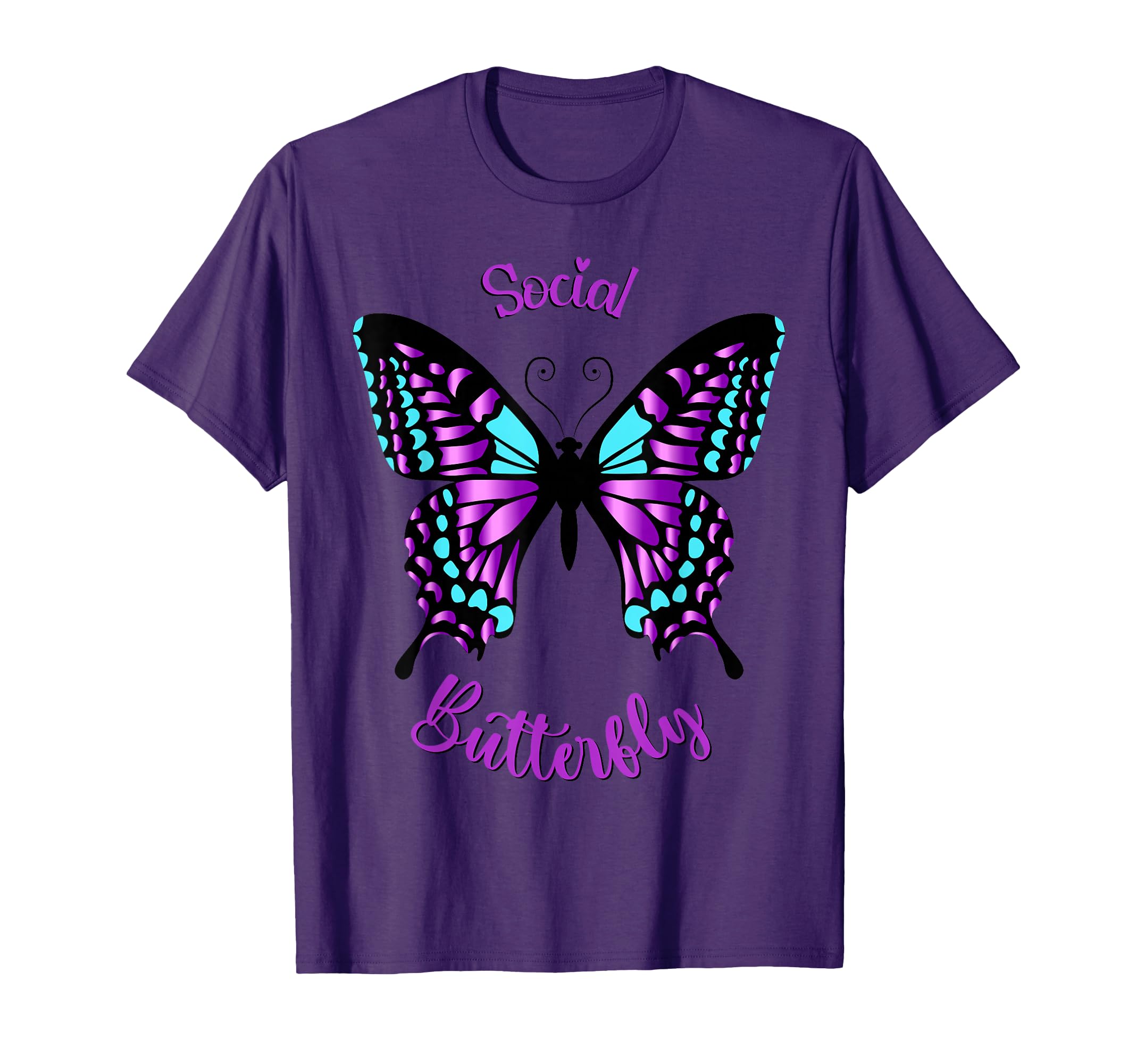 Purple And Blue Social Butterfly T-Shirt - Trendy Graphic Men Women - T-Shirt, Sweatshirt, Hoodie