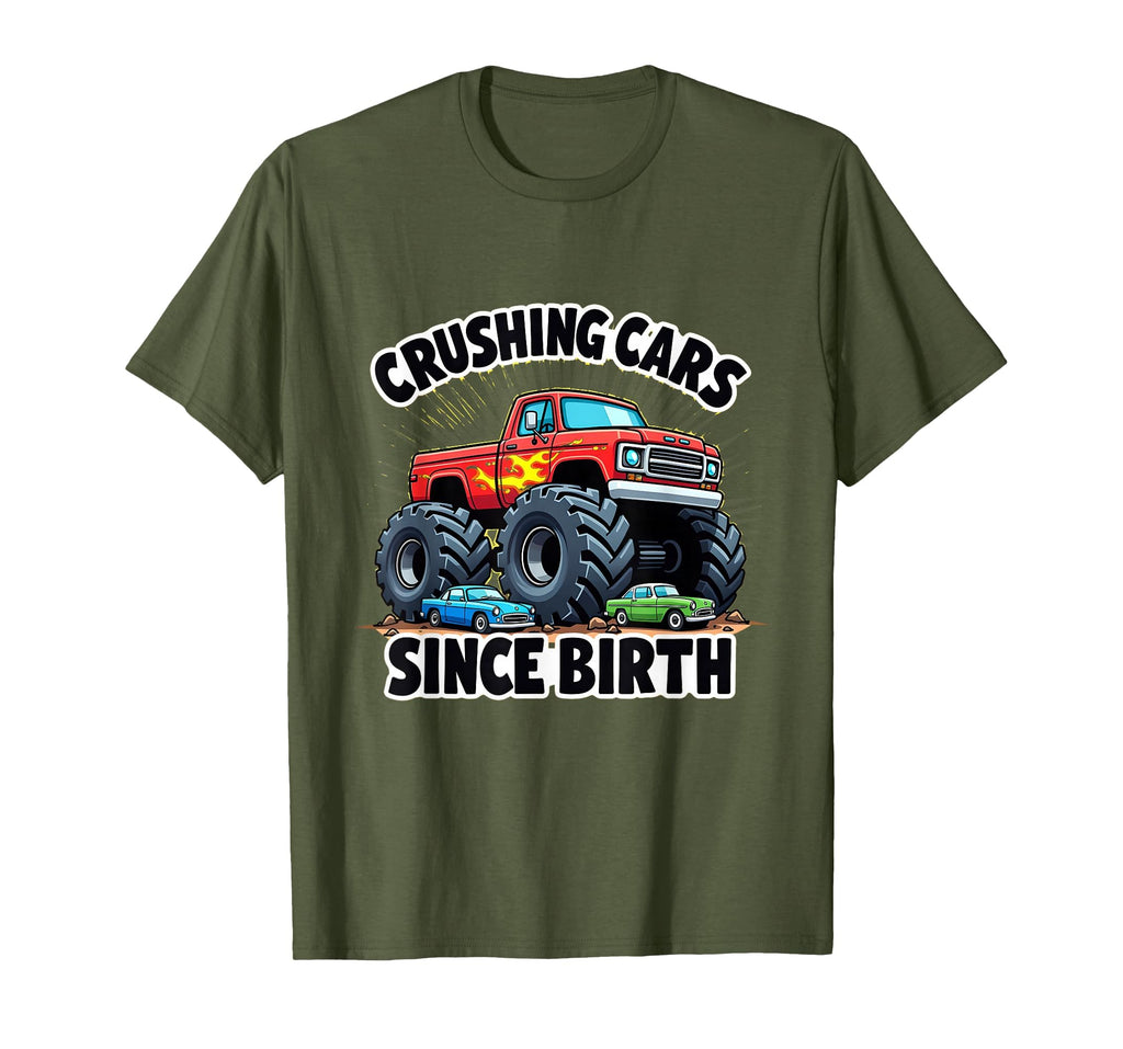 Monster Truck Crushing Cars Since Birth T-Shirt - Novelty Apparel Men Women - T-Shirt, Sweatshirt, Hoodie