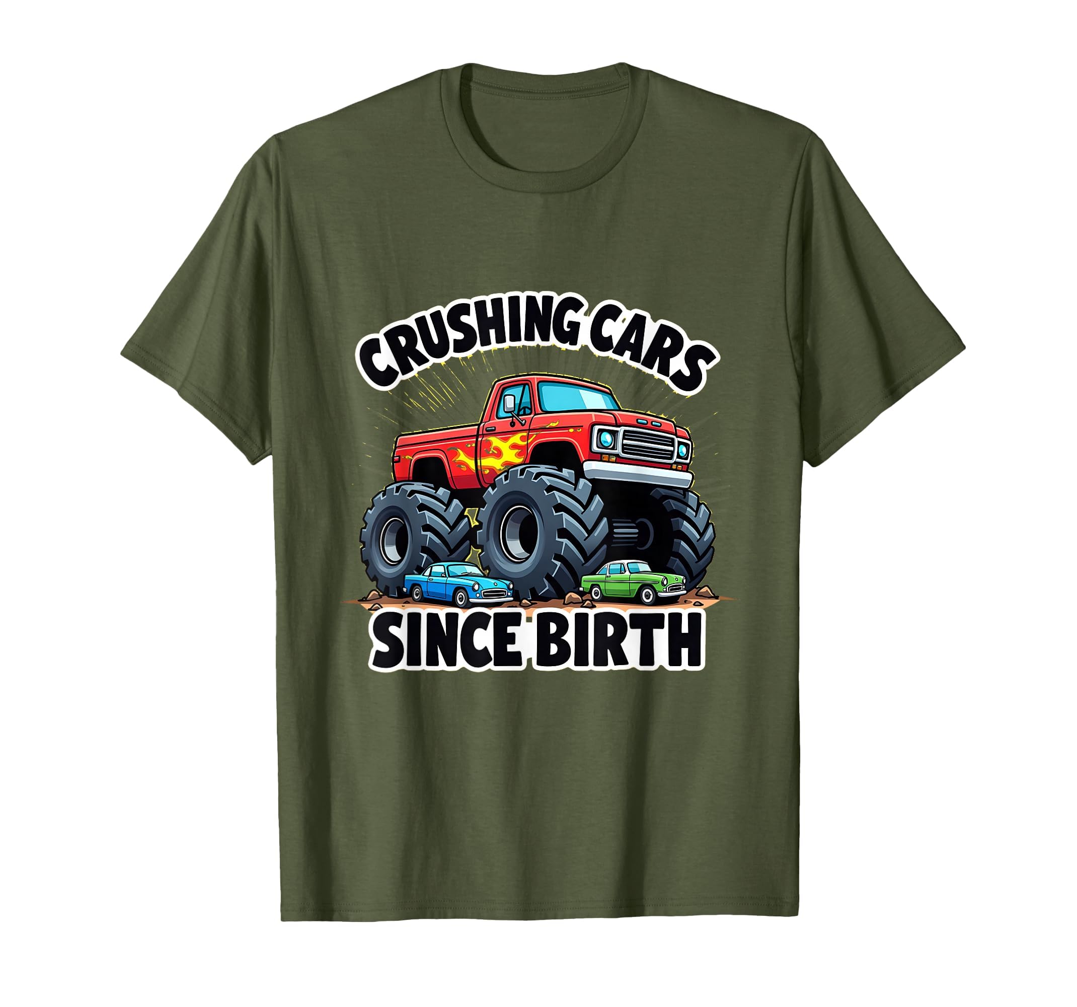 Monster Truck Crushing Cars Since Birth T-Shirt - Novelty Apparel Men Women - T-Shirt, Sweatshirt, Hoodie