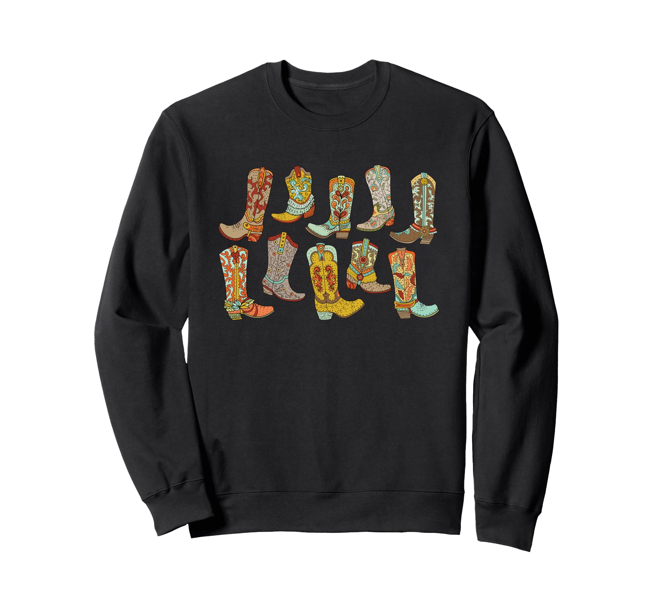 Cowgirl Boots Colorful Fancy Sweatshirt - Casual Everyday Wear for Adults - T-Shirt, Sweatshirt, Hoodie