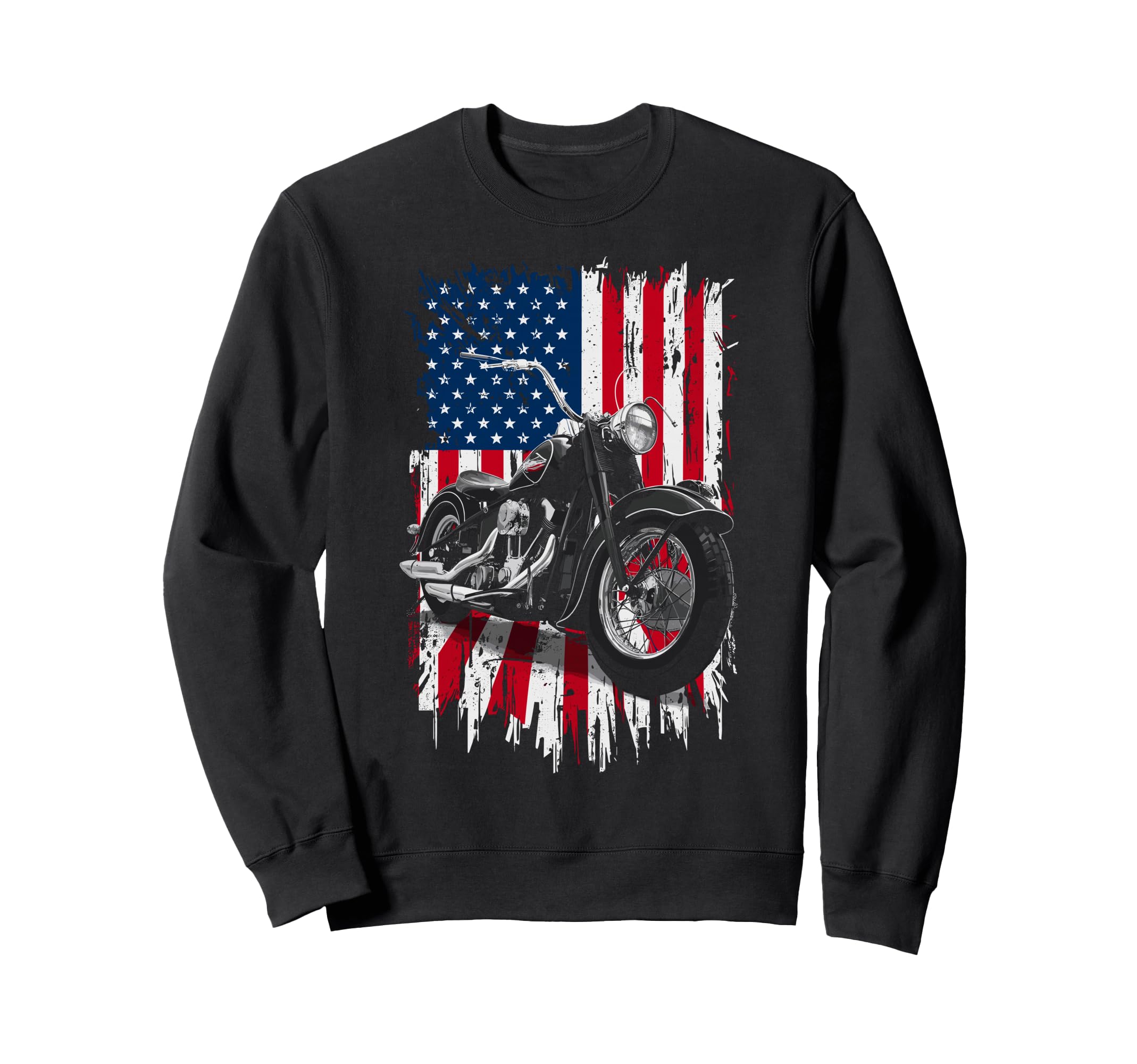 Patriotic Motorcycle Usa Flag Biker Sweatshirt - Aesthetic Graphic Unisex - T-Shirt, Sweatshirt, Hoodie