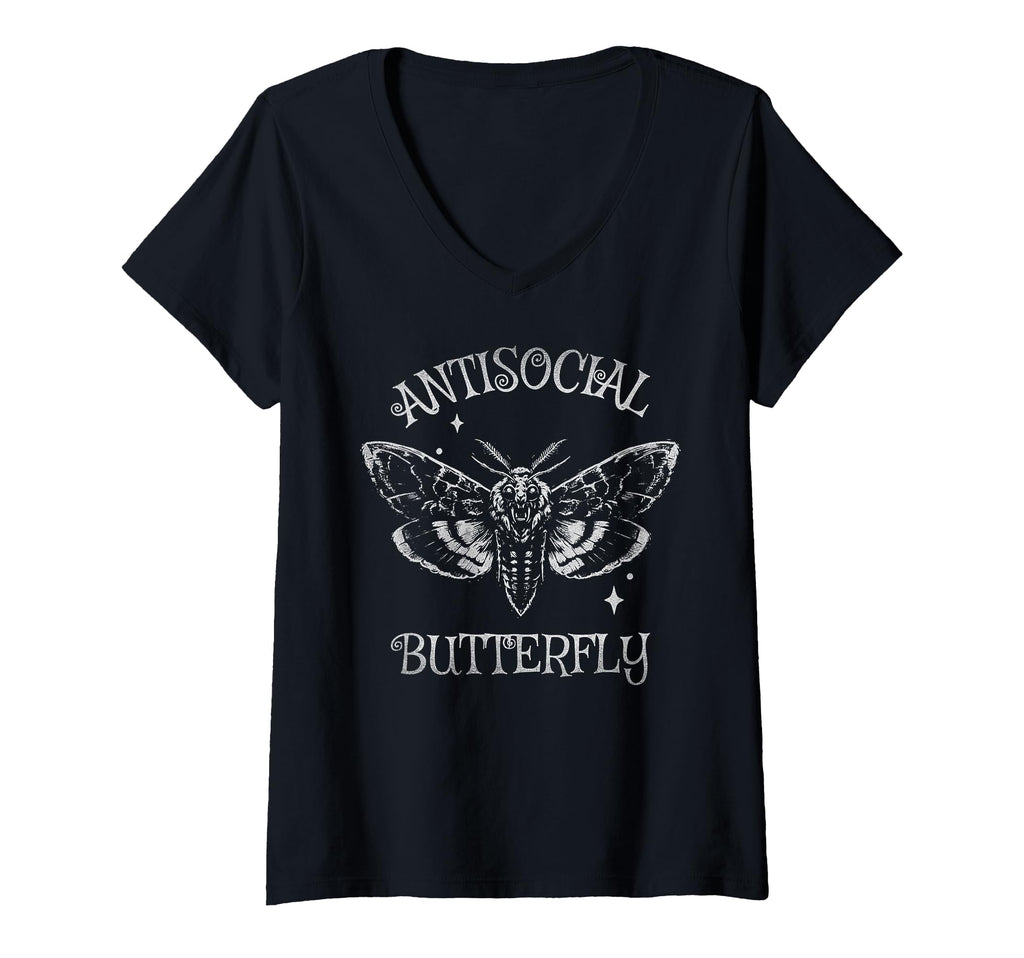 Womens Antisocial Butterfly Funny Goth T-Shirt - Minimalist Print Unisex - T-Shirt, Sweatshirt, Hoodie