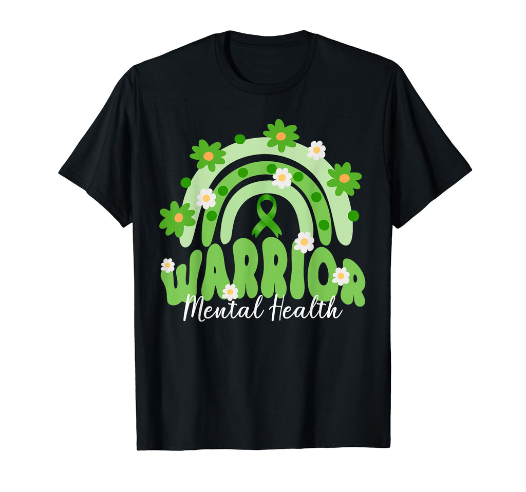 Groovy Daisy Rainbow Mental Health Warrior T-Shirt - Novelty Apparel Unisex - T-Shirt, Sweatshirt, Hoodie