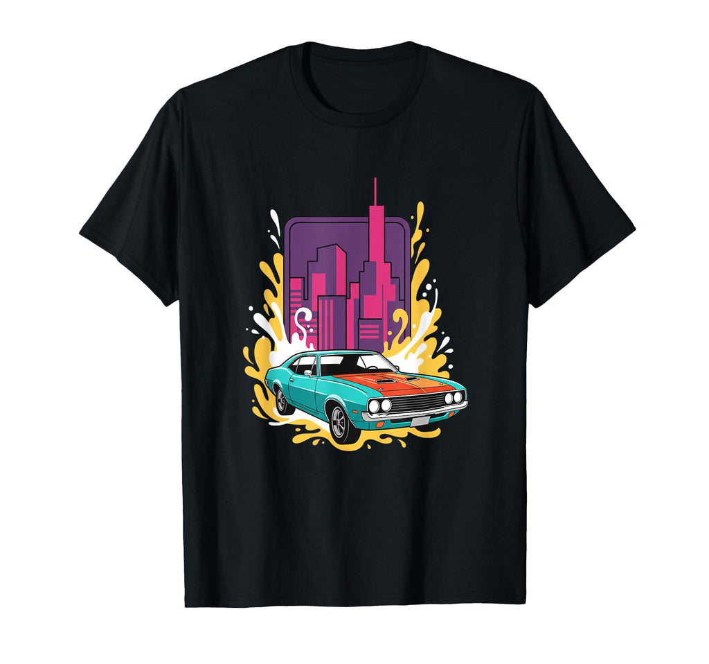 Car Muscle Car Cityscape T-Shirt - Fun Novelty Design Men Women - T-Shirt, Sweatshirt, Hoodie