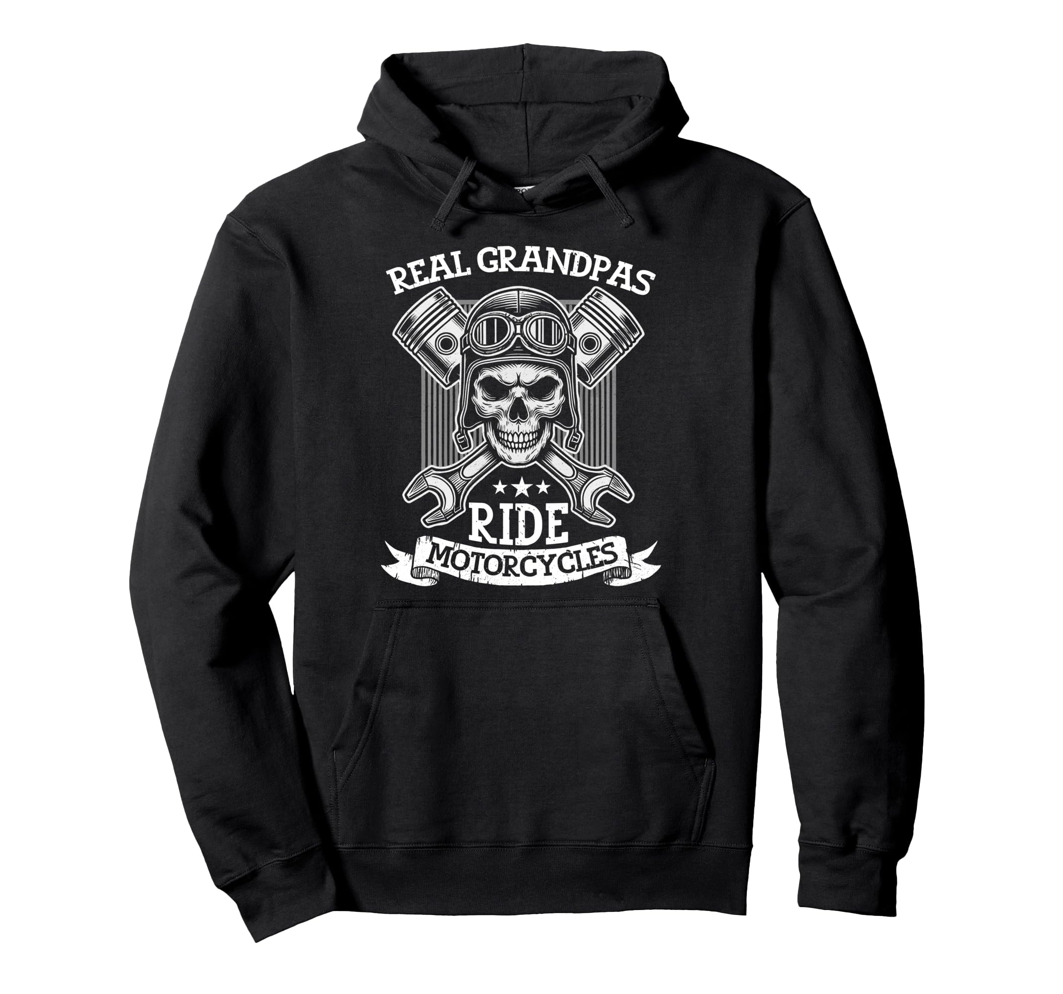 Real Grandpas Ride Motorcycles Hoodie - Minimalist Print for Adults - T-Shirt, Sweatshirt, Hoodie
