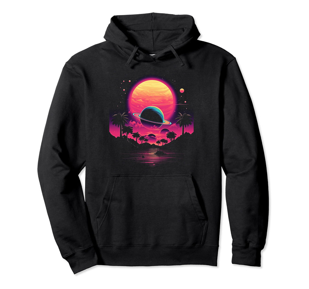 Vaporwave Solar System 80S Synthwave Hoodie - Minimalist Print for Adults - T-Shirt, Sweatshirt, Hoodie