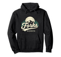 Forks Washington Mountain Town Travel Logo Hoodie - Trendy Graphic Unisex - T-Shirt, Sweatshirt, Hoodie