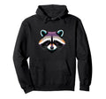 Vibrant Colorful Raccoon Face Head Hoodie - Novelty Apparel Men Women - T-Shirt, Sweatshirt, Hoodie