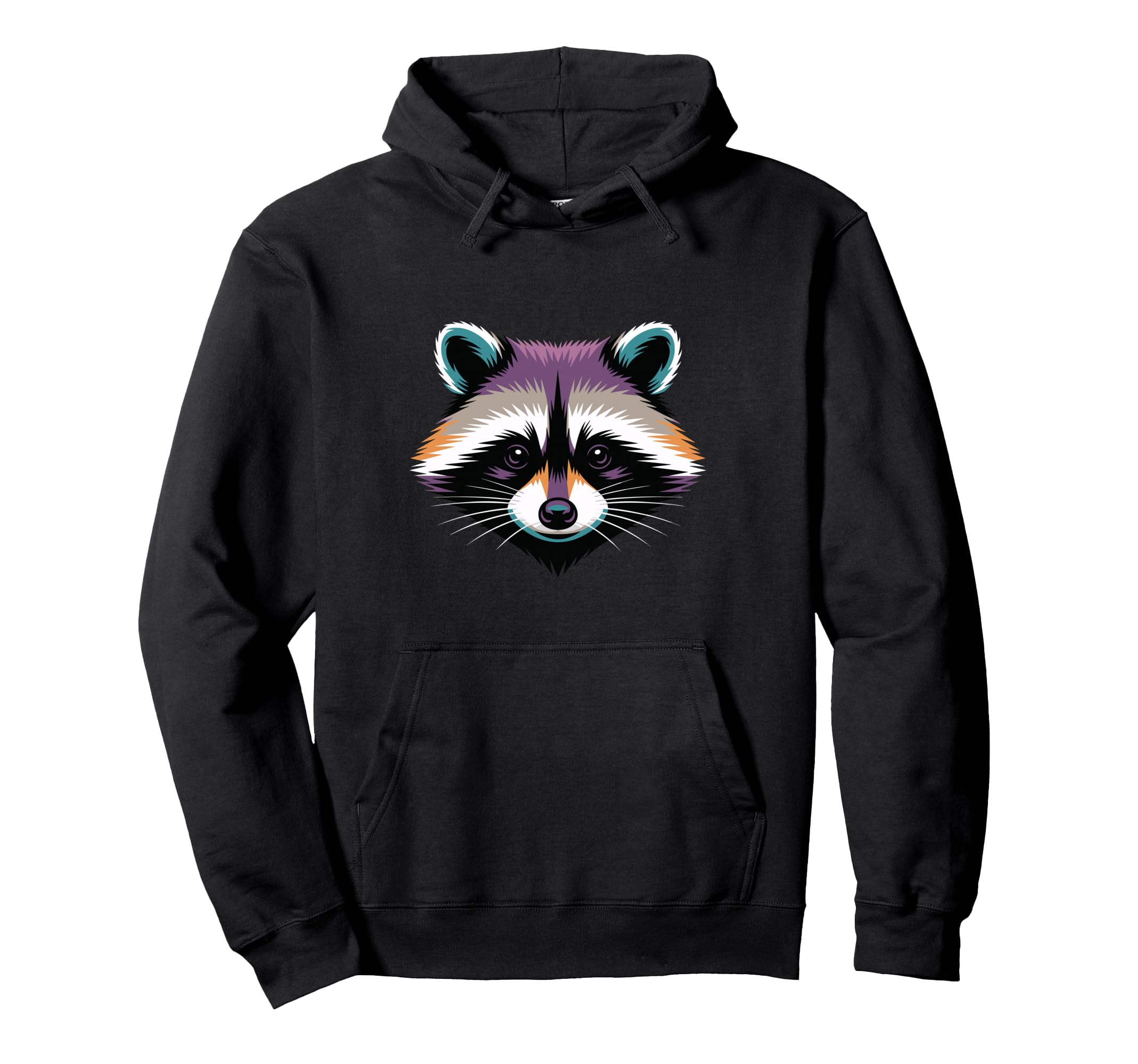 Vibrant Colorful Raccoon Face Head Hoodie - Novelty Apparel Men Women - T-Shirt, Sweatshirt, Hoodie