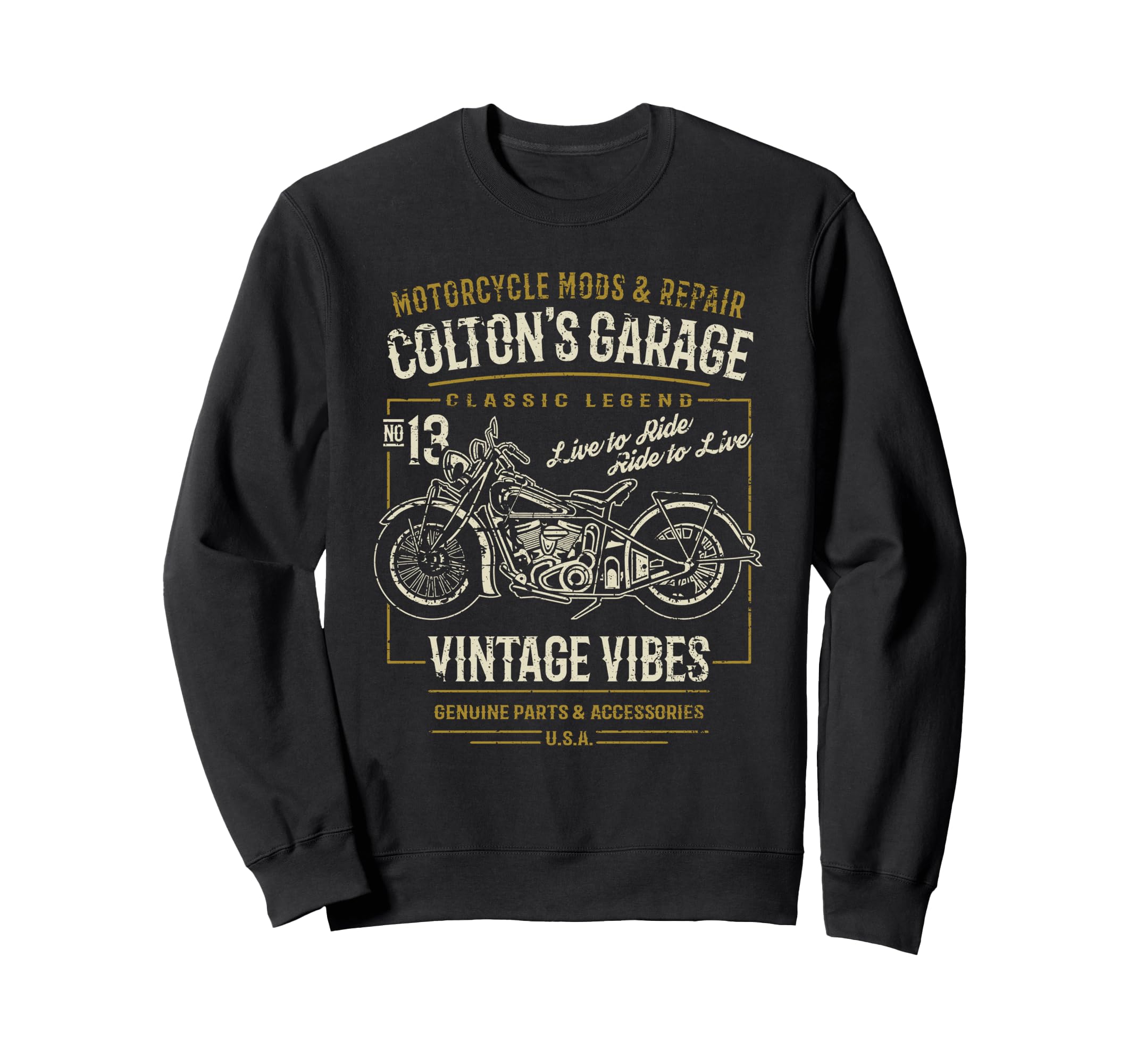 Coltons Garage Motorcycle Sweatshirt - Fun Novelty Design Unisex - T-Shirt, Sweatshirt, Hoodie