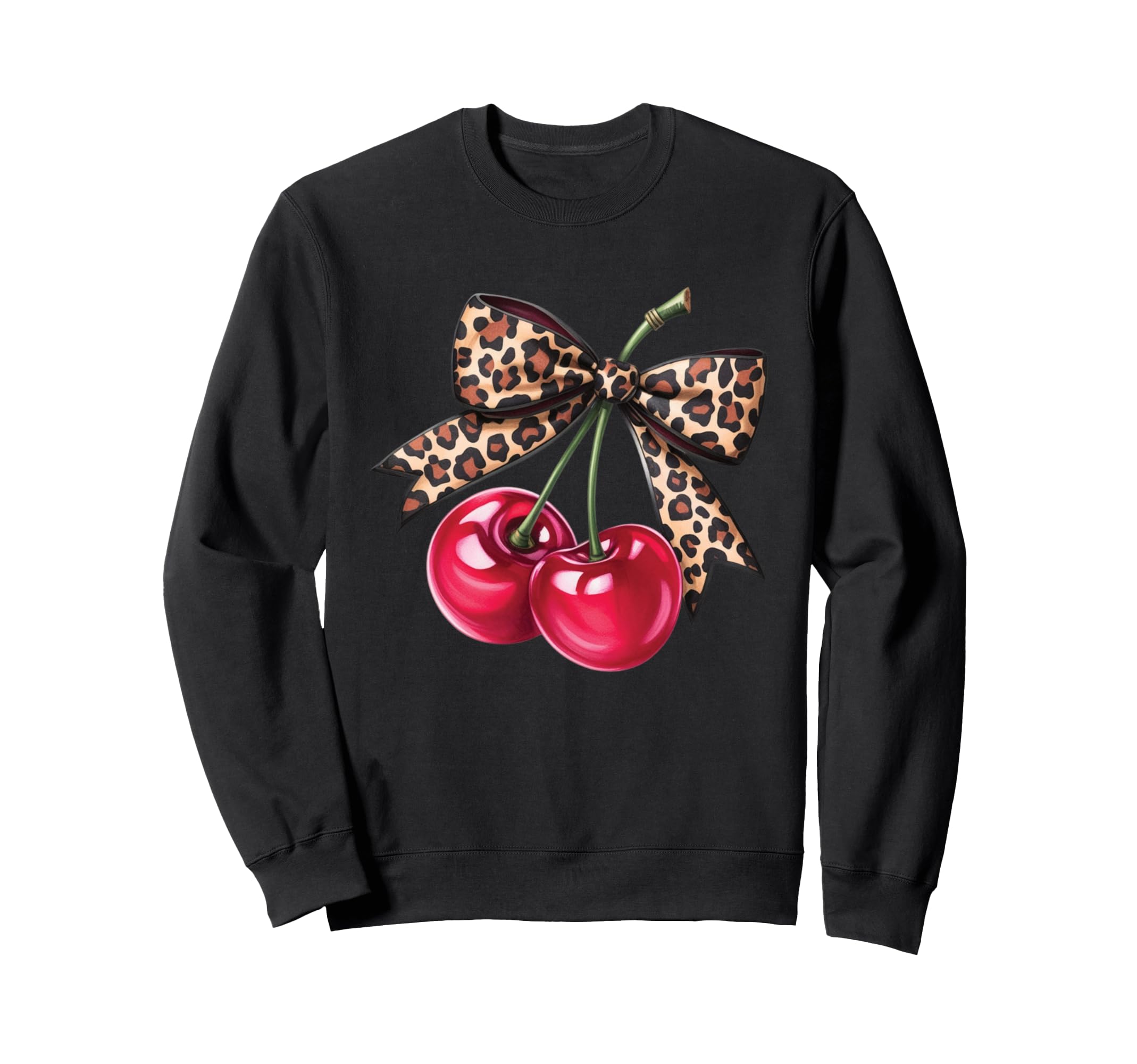 Leopard Bow Cherries Aesthetic Fruit Sweatshirt - Novelty Apparel Unisex - T-Shirt, Sweatshirt, Hoodie