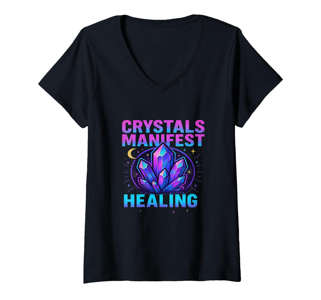 Womens Crystals Manifest Healing T-Shirt - Casual Everyday Wear Unisex - T-Shirt, Sweatshirt, Hoodie