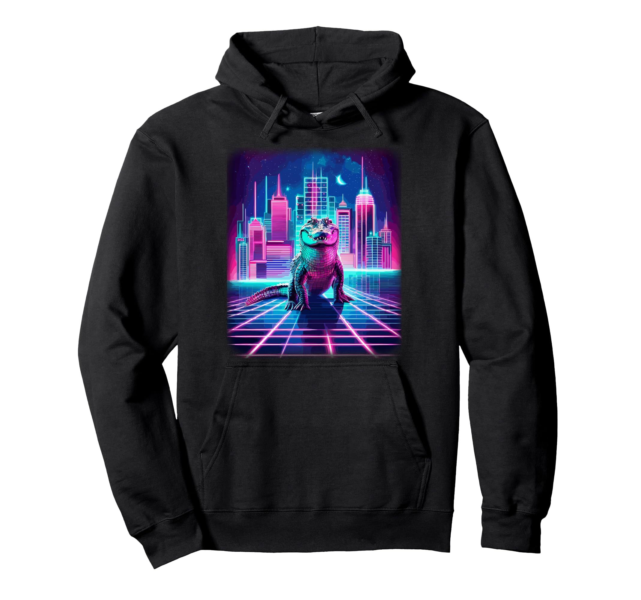 Synthwave Crocodile Lover Stuff 80S Hoodie - Aesthetic Graphic Men Women - T-Shirt, Sweatshirt, Hoodie