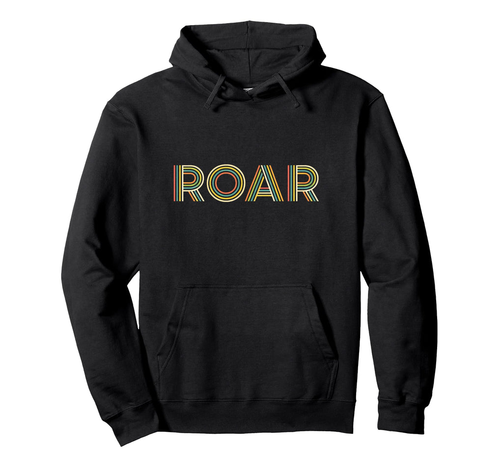 Expressive Roar Striped Typography Hoodie - Fun Novelty Design for Adults - T-Shirt, Sweatshirt, Hoodie