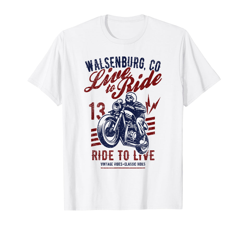 Walsenburg Colorado Motorcycle Skull T-Shirt - Trendy Graphic Men Women - T-Shirt, Sweatshirt, Hoodie