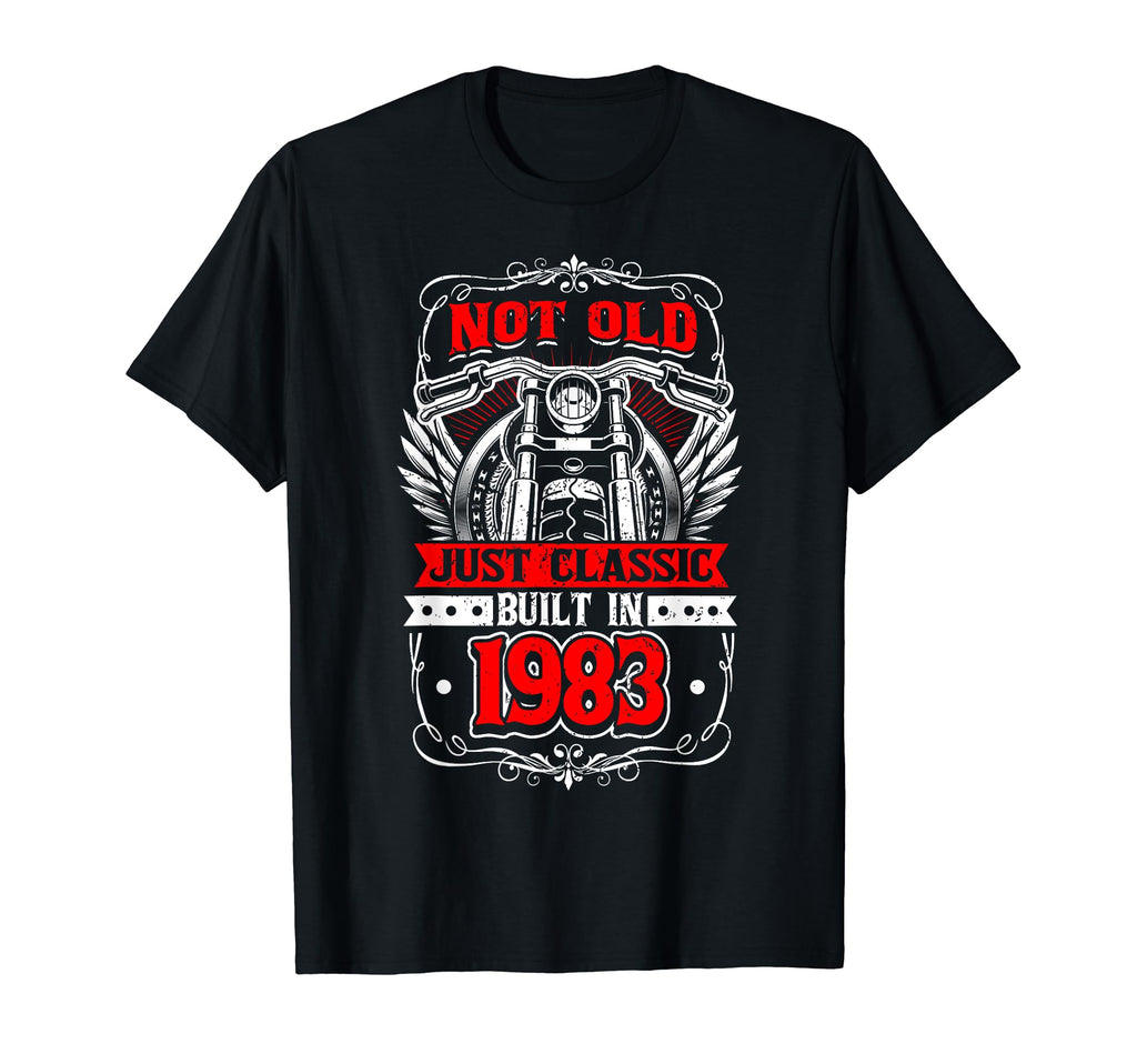 Motorcycle Biker Birthday Built 1983 T-Shirt - Graphic Print for Adults - T-Shirt, Sweatshirt, Hoodie