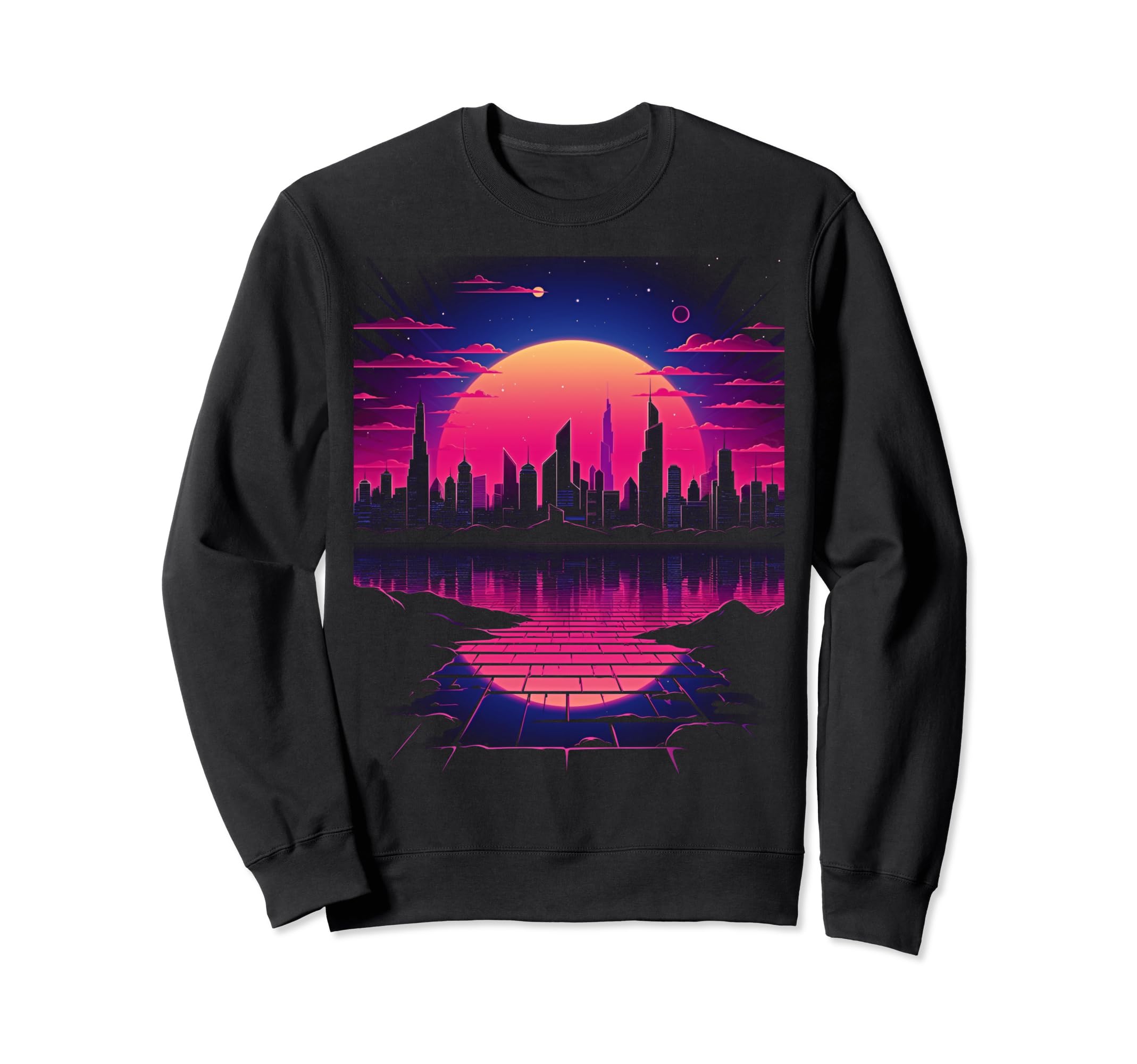 Vaporwave Cityscape 80S Synthwave 14 Sweatshirt - Graphic Print Men Women - T-Shirt, Sweatshirt, Hoodie