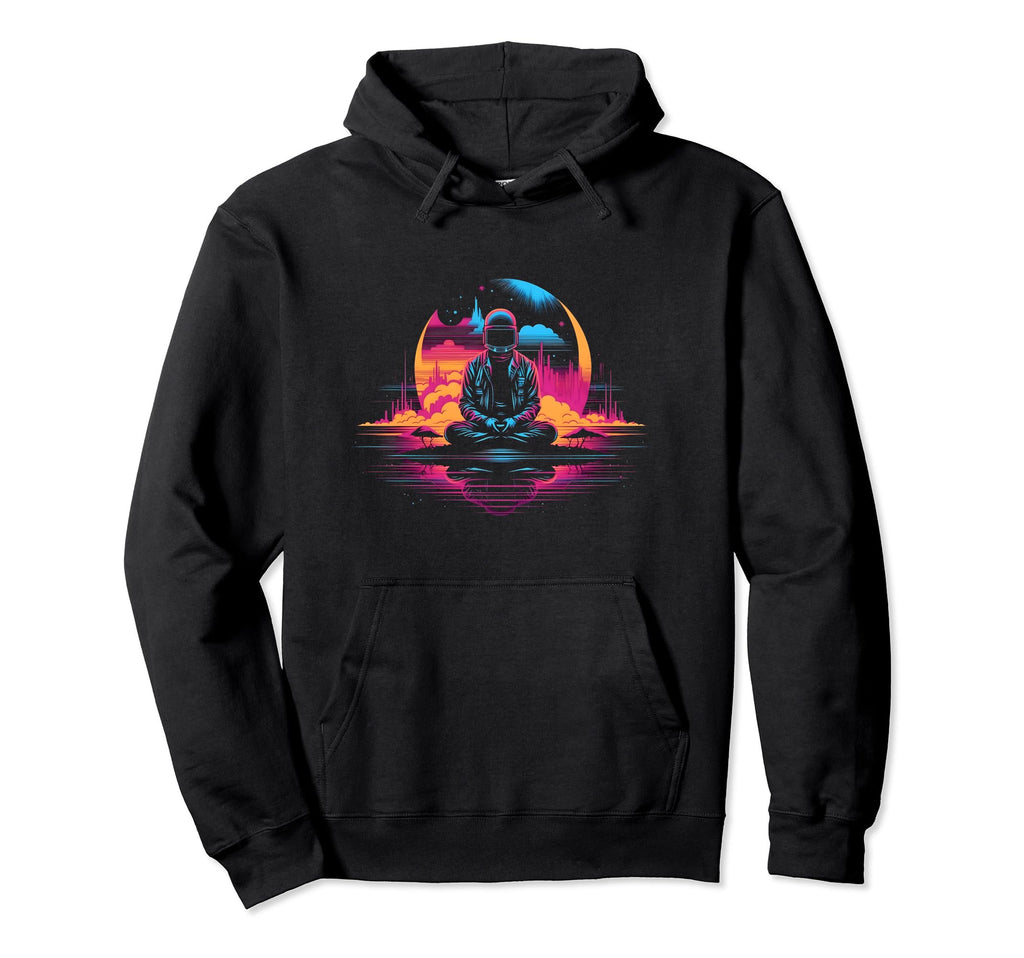 80S Synthwave Space Meditation Hoodie - Custom Art Print Unisex - T-Shirt, Sweatshirt, Hoodie